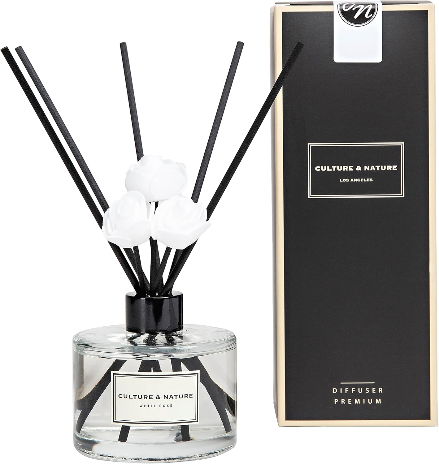 CULTURE & NATURE Reed Diffuser Set 6.7oz (200ml) Black Cherry Scented Diffuser with Sticks Home Fragrance Reed Diffuser for Bathroom Shelf Decor