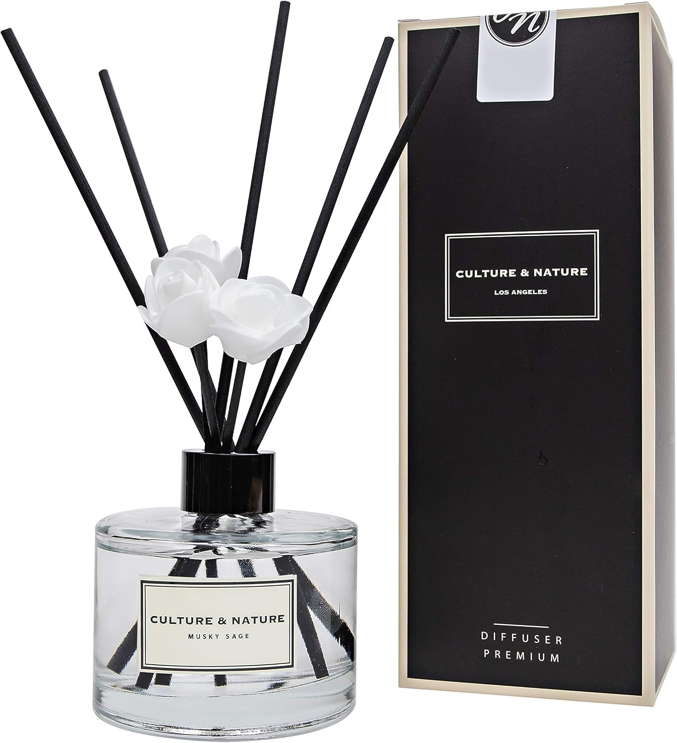 CULTURE & NATURE Reed Diffuser Set 6.7oz (200ml) Black Cherry Scented Diffuser with Sticks Home Fragrance Reed Diffuser for Bathroom Shelf Decor