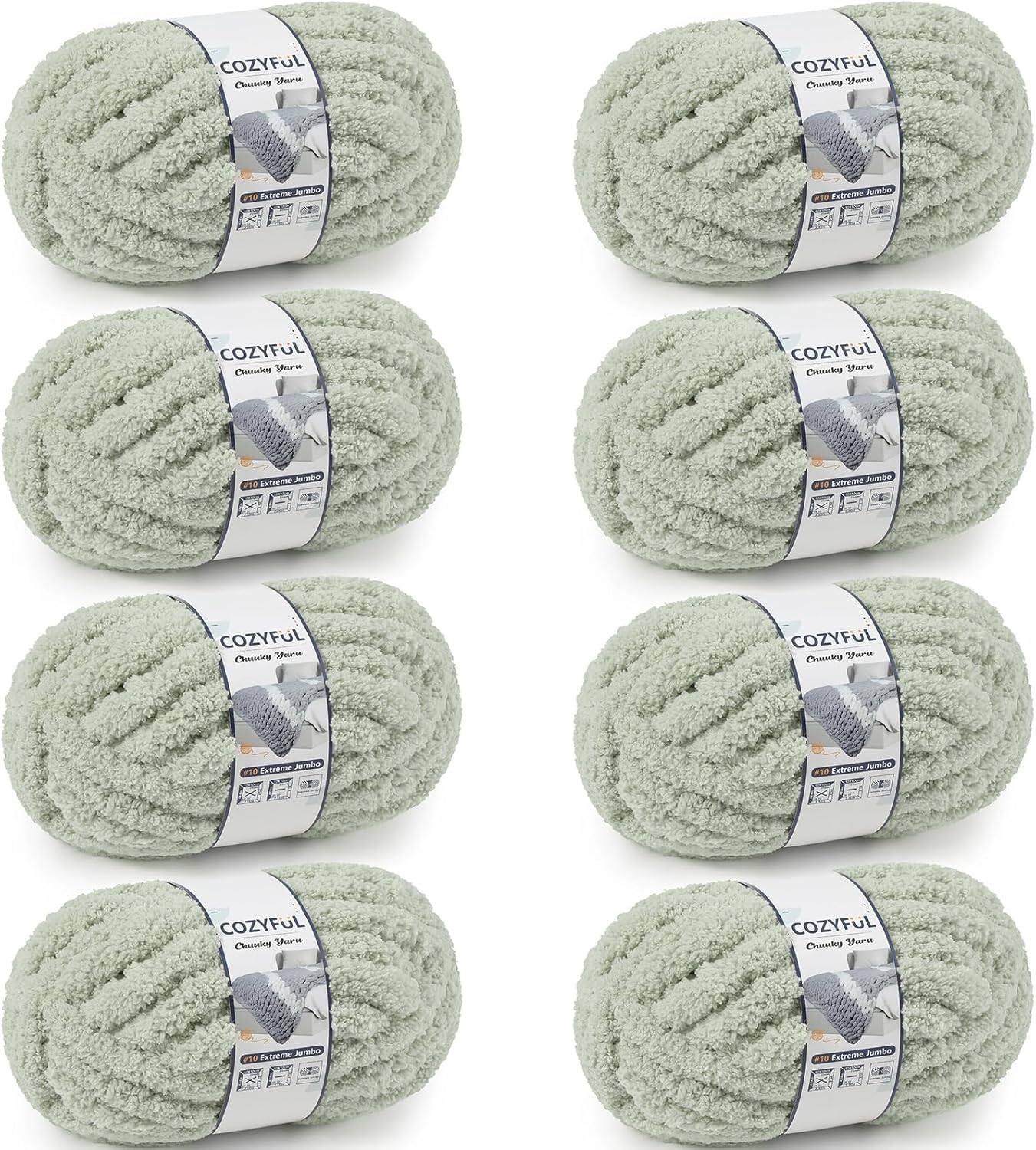 Chunky Yarn for Hand Knitting - #10 Chunky Chenille Yarn, Jumbo Big Thick Chunky Yarns for Crocheting, Super Bulky Chunky Knit Blanket Yarns, 8 Skein (25 yds 8 oz Each Skein), Cream