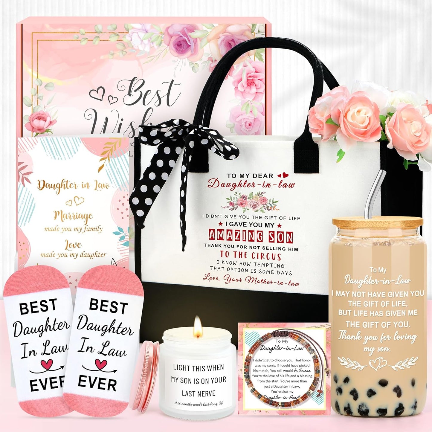 Christian Gifts for Women Faith Based Gift Inspirational Gifts for Women Birthday Unique Catholic Gift Bible Accessories Inclue Bible Verse Jar Butterfly Decorations Socks Glass Can Candles Tote Bag