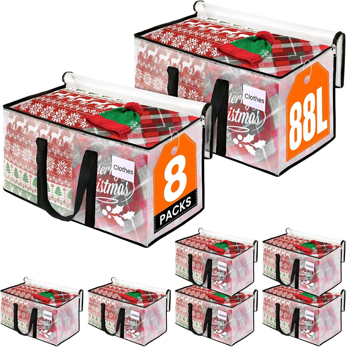 Heavy Duty Clear Moving Bags with Reinforced Handle and Double Zipper, Storage Totes, Packing Bags Alternative to Moving Essential and Supplies Box, Clear, Large, 6 Packs