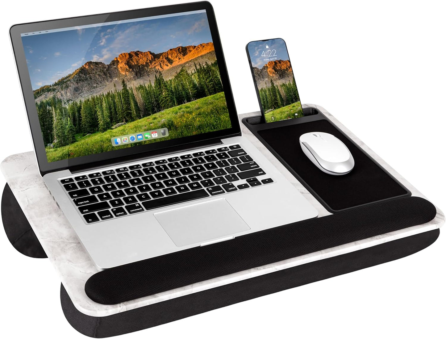 LAPGEAR Home Office Pro Lap Desk with Wrist Rest, Mouse Pad, and Phone Holder - Black Carbon - Fits up to 15.6 Inch Laptops - Style No. 91598