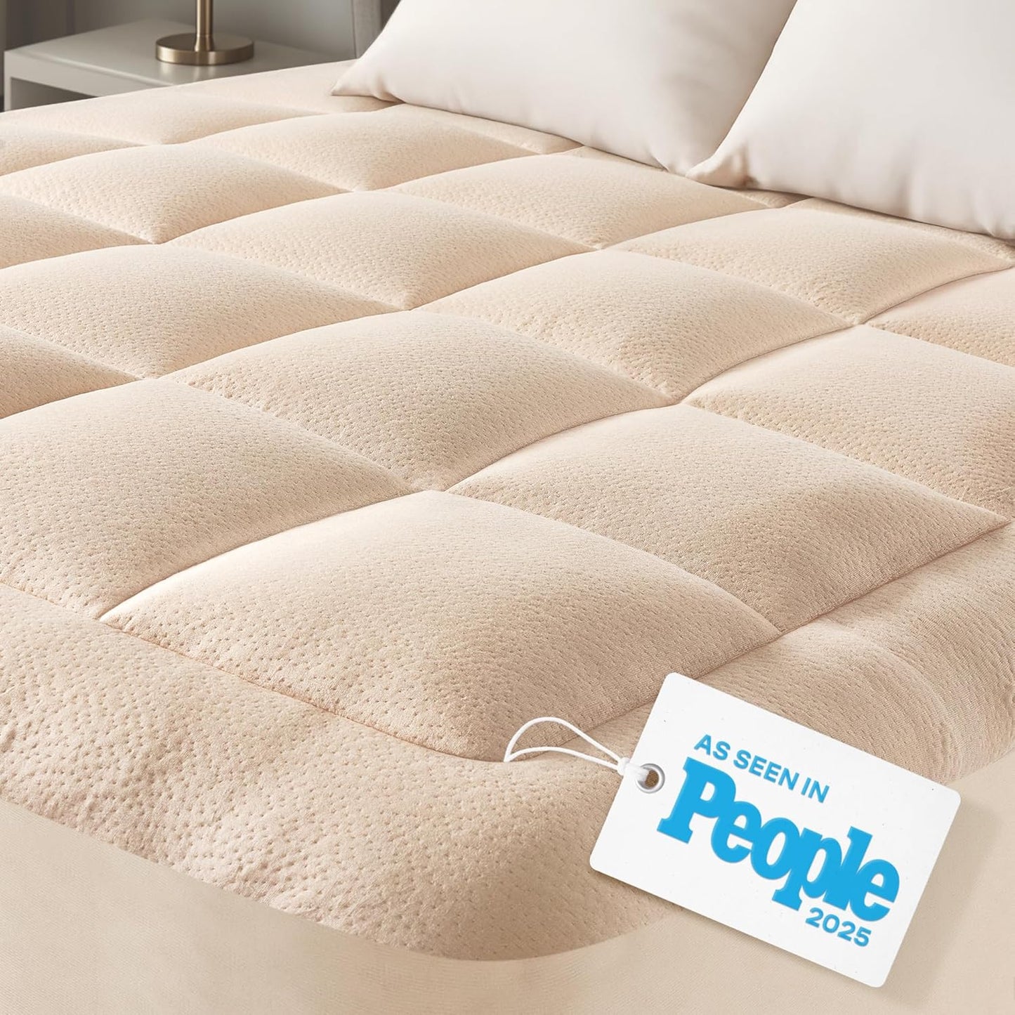 Ultra Soft Queen Size Mattress Topper - Viscose Made from Bamboo Pillow Top Mattress Pad for Back Pain Relief - Naturally Cooling for Hot Sleepers, Green