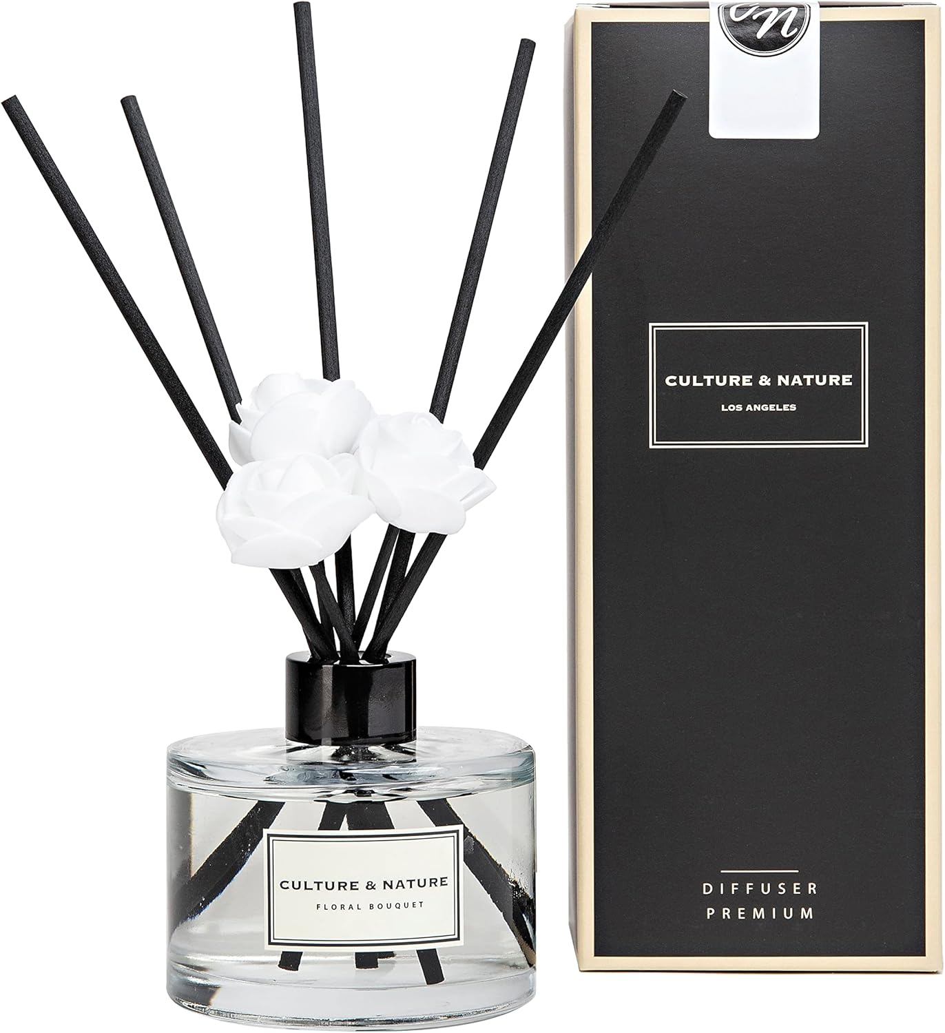 CULTURE & NATURE Reed Diffuser Set 6.7oz (200ml) Black Cherry Scented Diffuser with Sticks Home Fragrance Reed Diffuser for Bathroom Shelf Decor