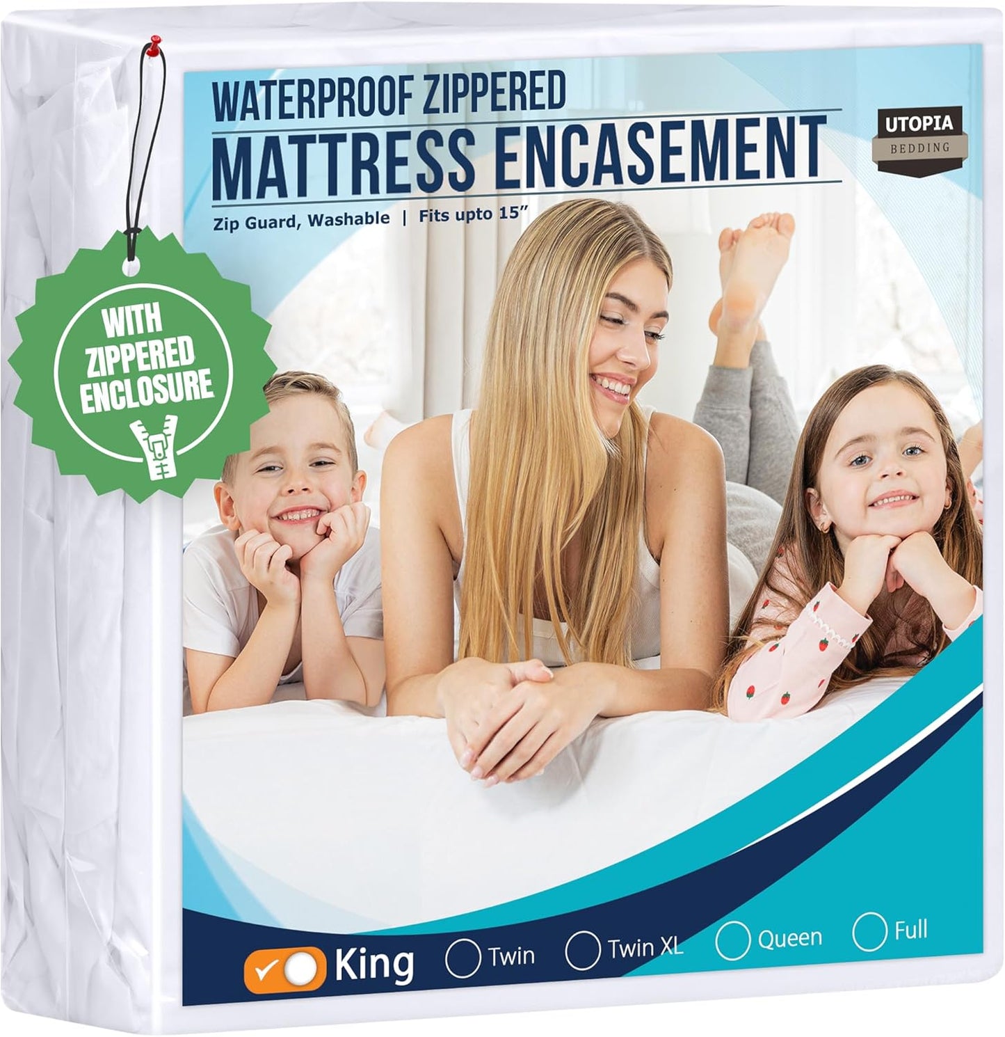 Utopia Bedding Mattress Protector Zippered Queen Size, 100% Waterproof Bed Bug and Dust Mite Proof Mattress Encasement, Absorbent 6 Sided Mattress Cover