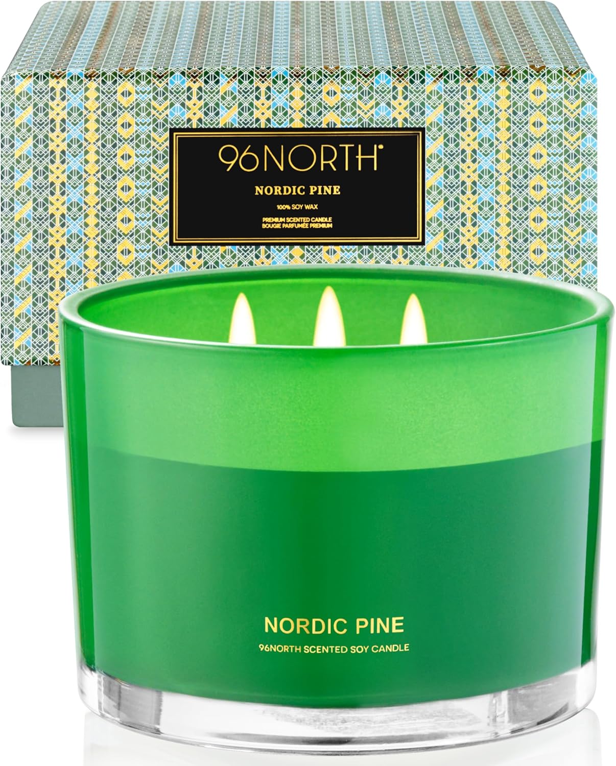 96NORTH Luxury Vanilla Soy Candles | Large 3 Wick Jar Candle | Up to 50 Hours Burning Time | 100% Natural Soy Wax | Relaxing Aromatherapy Aesthetic Candle | Housewarming Gift for Men and Women