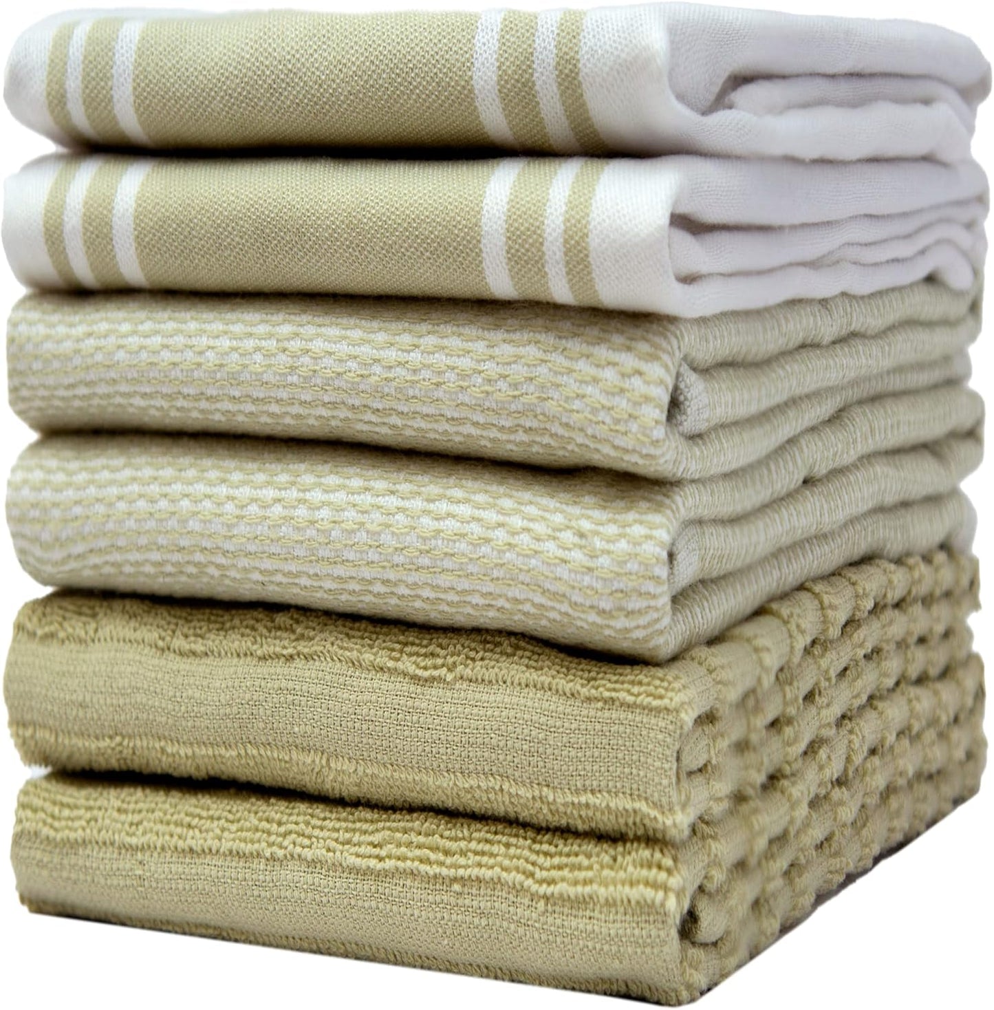 Premium Kitchen Towels (20”x 28”, 6 Pack) | Large Cotton Dish Towels | Flat & Terry Highly Absorbent Kitchen Linen Set with Hanging Loop | Gray