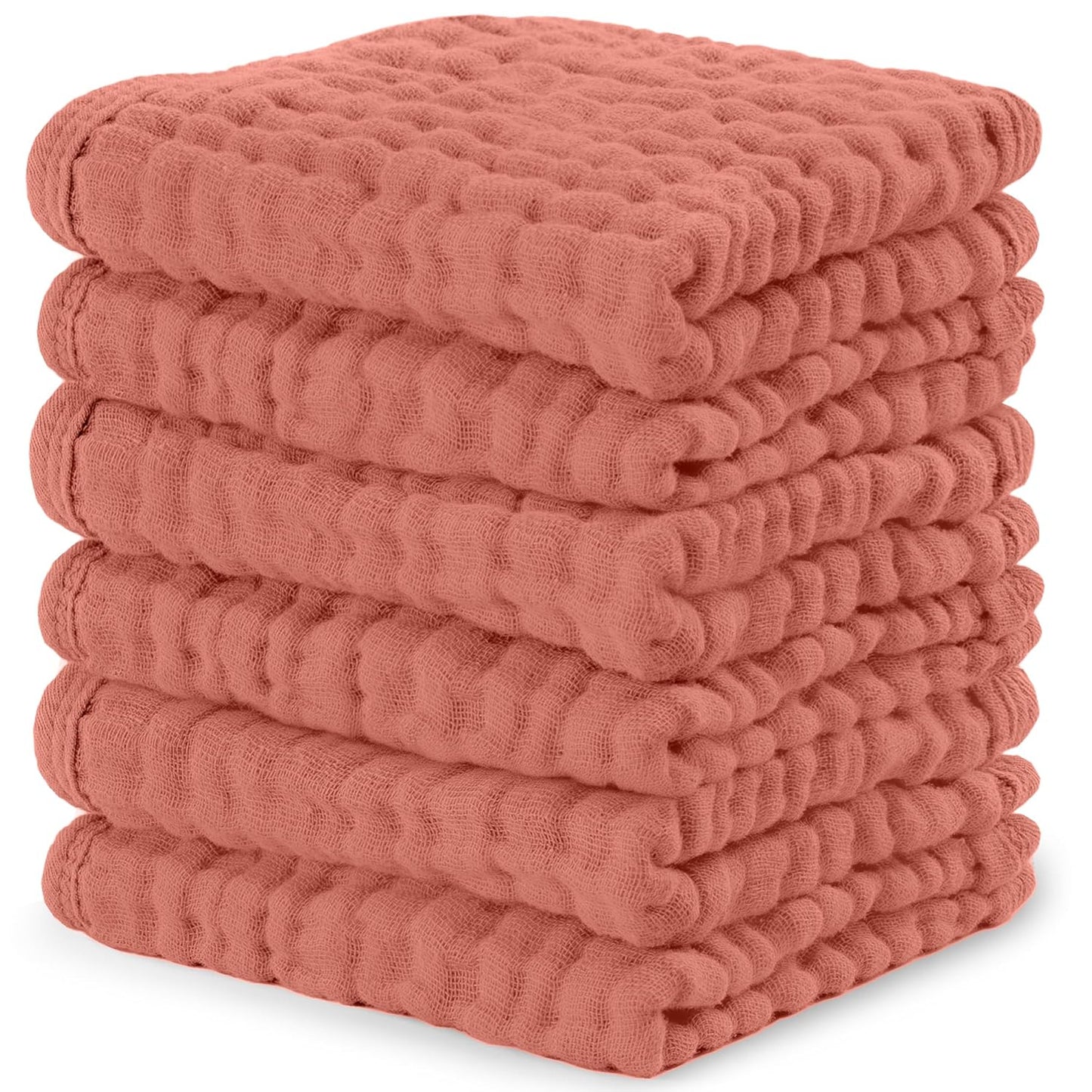 Comfy Cubs Muslin Burp Cloths 20" x 10", Pack of 6 - Large, 6-Layer, Ultra Absorbent 100% Cotton for Baby Spit-Up, Drool, and Messes - Soft, Safe & Gentle Baby Burp Cloths Set for Boys & Girls - White