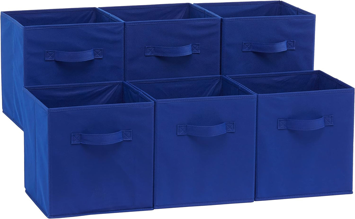 Amazon Basics Collapsible Fabric Storage Cube Bins Organizer with Handles, Sturdy, Beige, 13-x-13-x-13-inch, Pack of 6