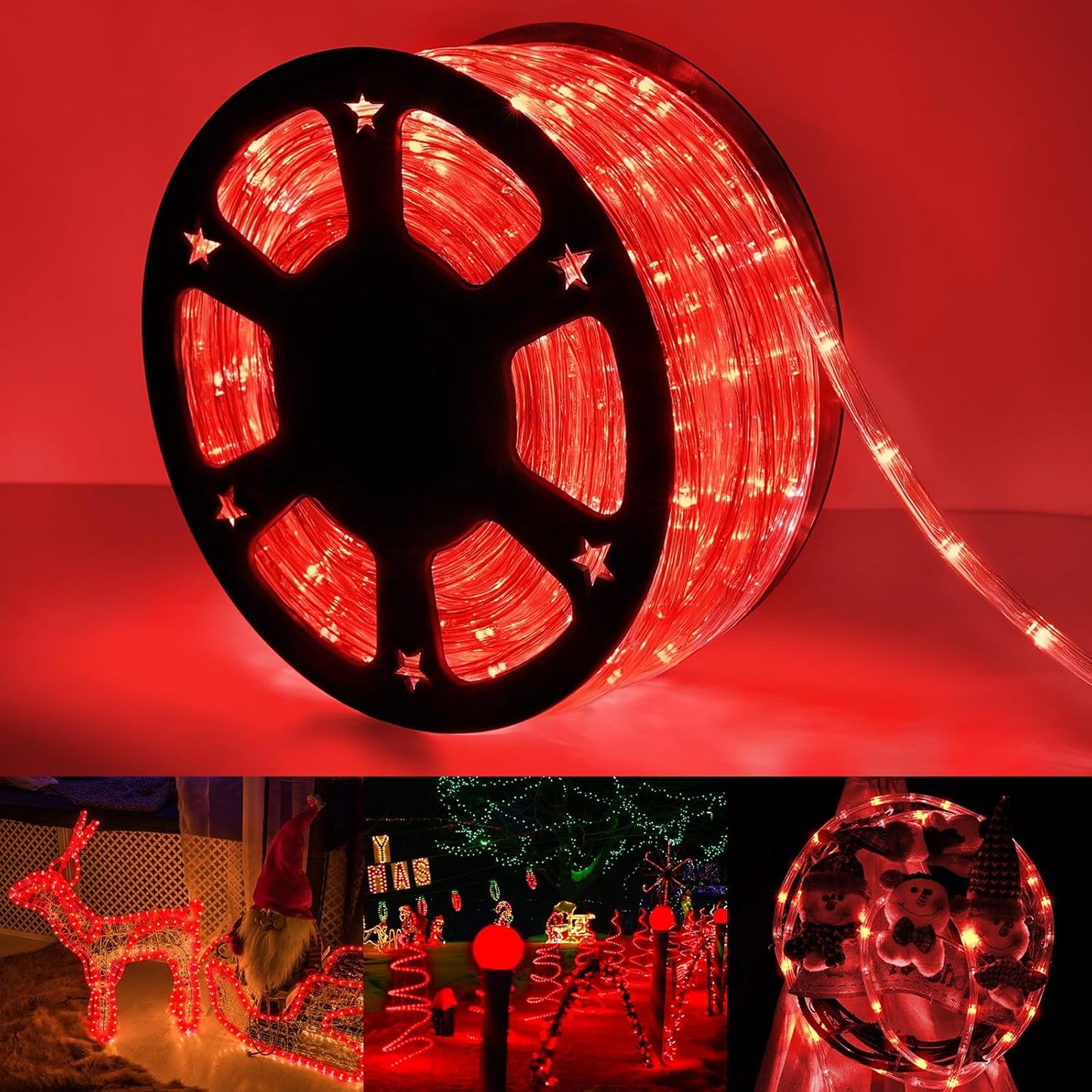 100ft LED Rope Lights Outdoor, 720 LED Connectable and Flexible Tube Lights with 8 Modes, Waterproof LED Rope Lighting for Garden, Patio, Pool, Bedroom, Party, Indoor Outdoor Decoration (Warm White)