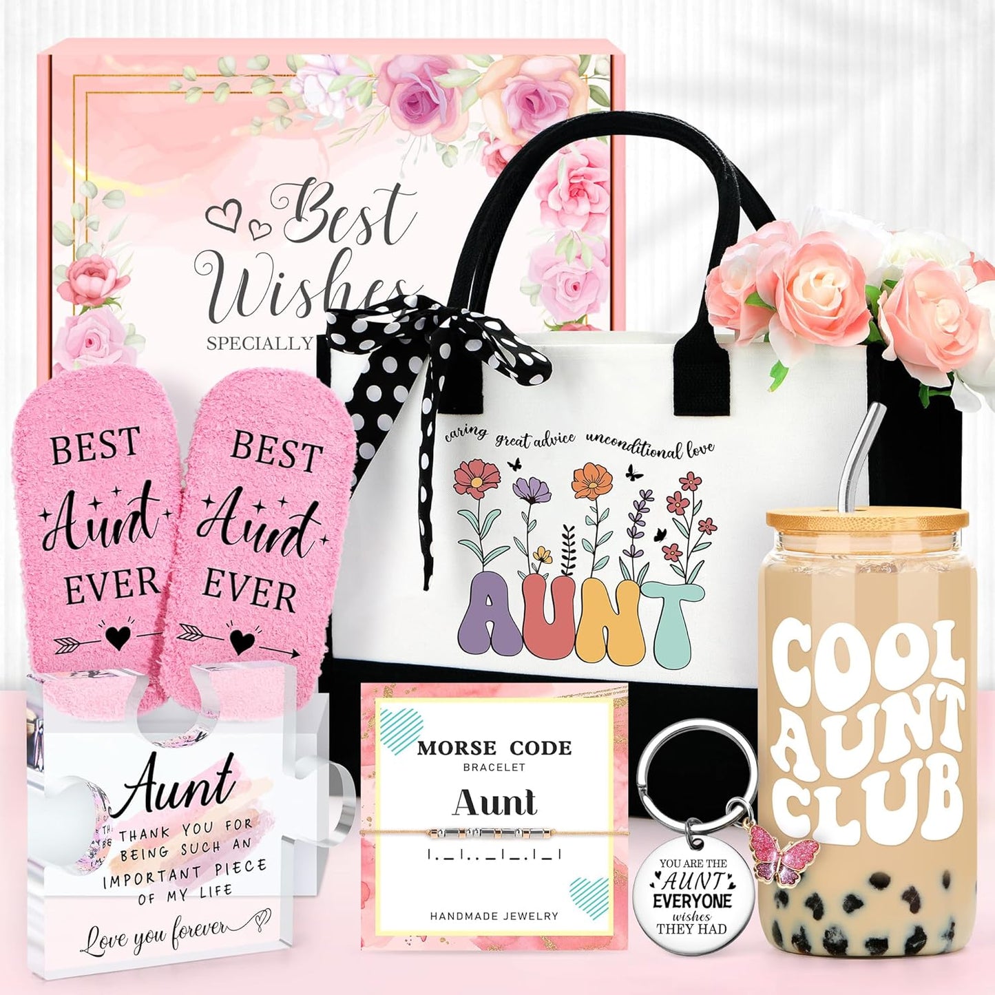 Christian Gifts for Women Faith Based Gift Inspirational Gifts for Women Birthday Unique Catholic Gift Bible Accessories Inclue Bible Verse Jar Butterfly Decorations Socks Glass Can Candles Tote Bag