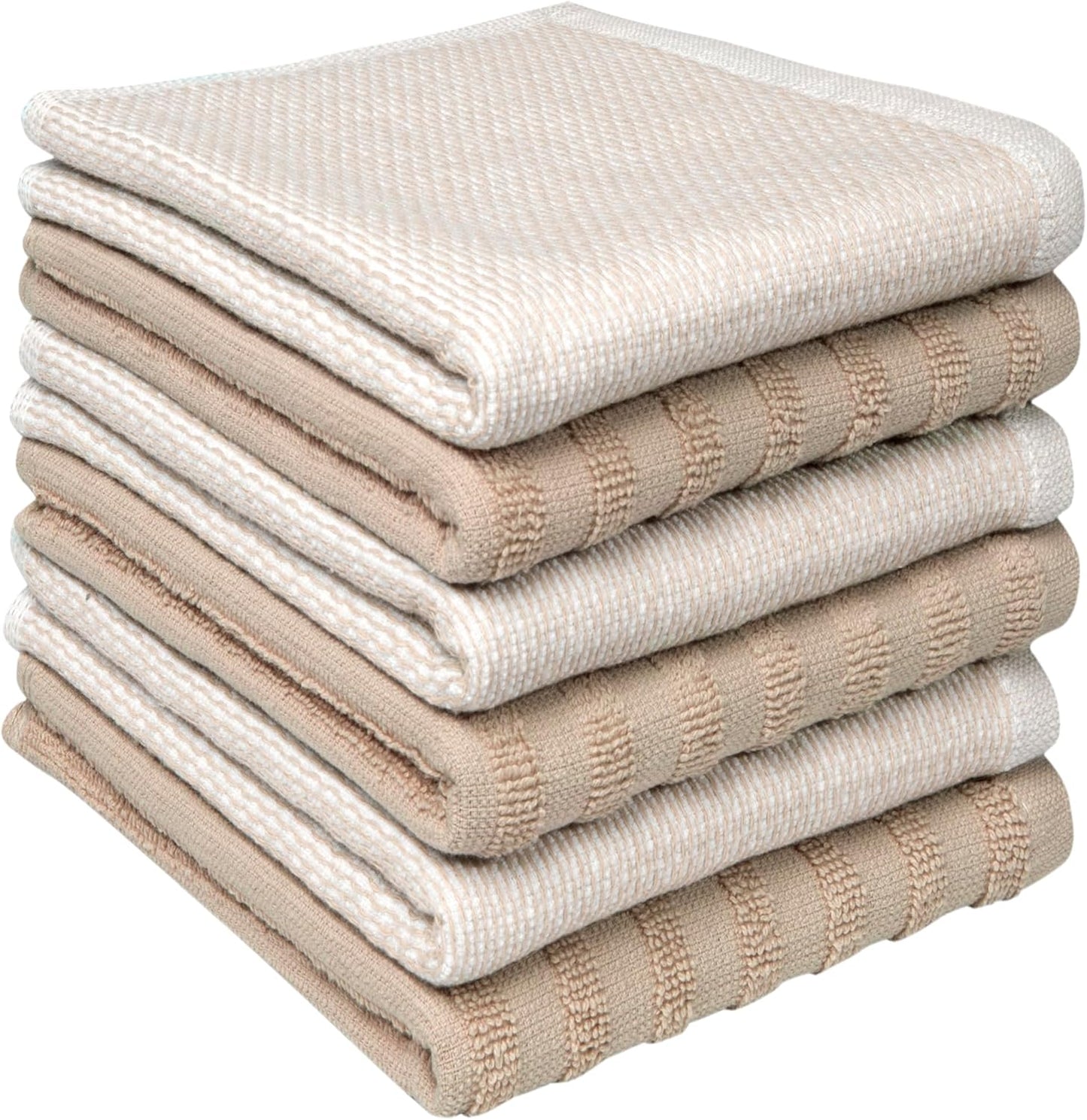 Premium Kitchen Towels (20”x 28”, 6 Pack) | Large Cotton Dish Towels | Flat & Terry Highly Absorbent Kitchen Linen Set with Hanging Loop | Gray