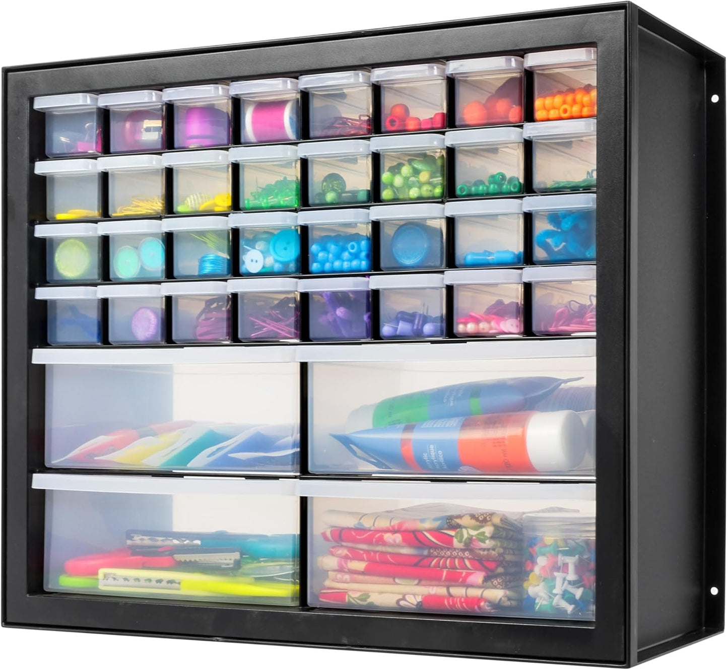 IRIS USA Small Parts Storage Cabinet, Made in USA, 44-Drawer Organizer for Screws, Nuts, Bolts, Electronics, Hardware, Beads, Crafts, Stackable Garage Storage, Teacher Toolbox, Scrapbook Art – White
