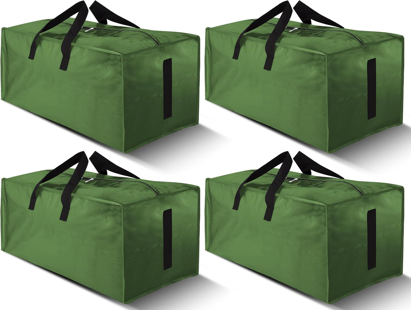 8 Pack Large Strong Moving Bags with Zippers & Carrying Handles - Water-Resistant - Heavy Duty Storage Tote for Space Saving, Fold Flat, Alternative to Moving Box (Semi-Transparent)