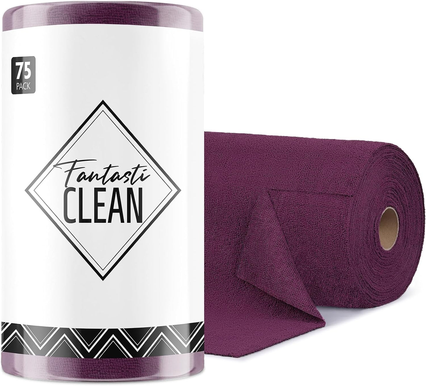 Fantasticlean Microfiber Cleaning Cloth Roll -75 Pack, Tear Away Microfiber Towels, 12" x 12", Reusable, Washable, Scratch Free, Ultra Absorbent Dishcloth for All-Around Cleaning Supplies (Pink)