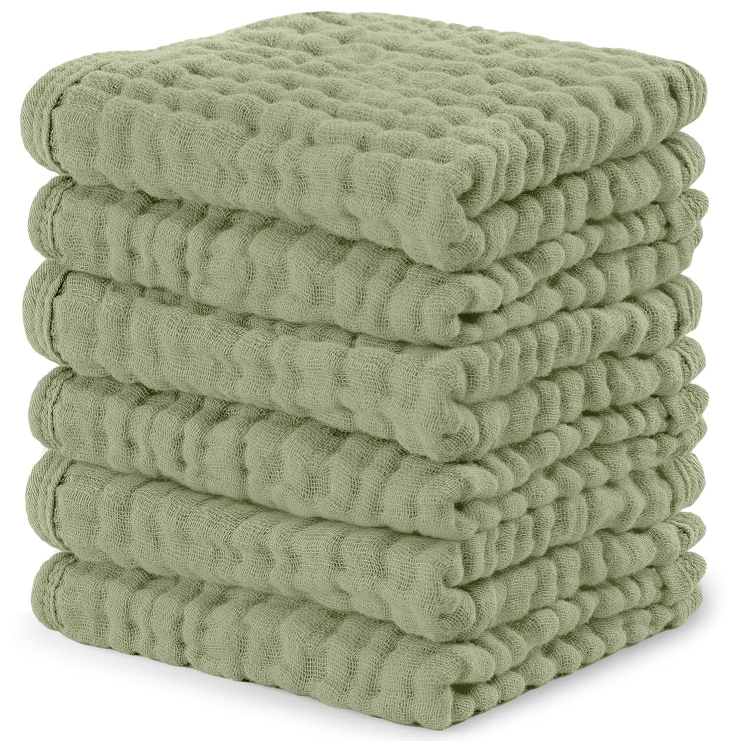 Comfy Cubs Muslin Burp Cloths 20" x 10", Pack of 6 - Large, 6-Layer, Ultra Absorbent 100% Cotton for Baby Spit-Up, Drool, and Messes - Soft, Safe & Gentle Baby Burp Cloths Set for Boys & Girls - White