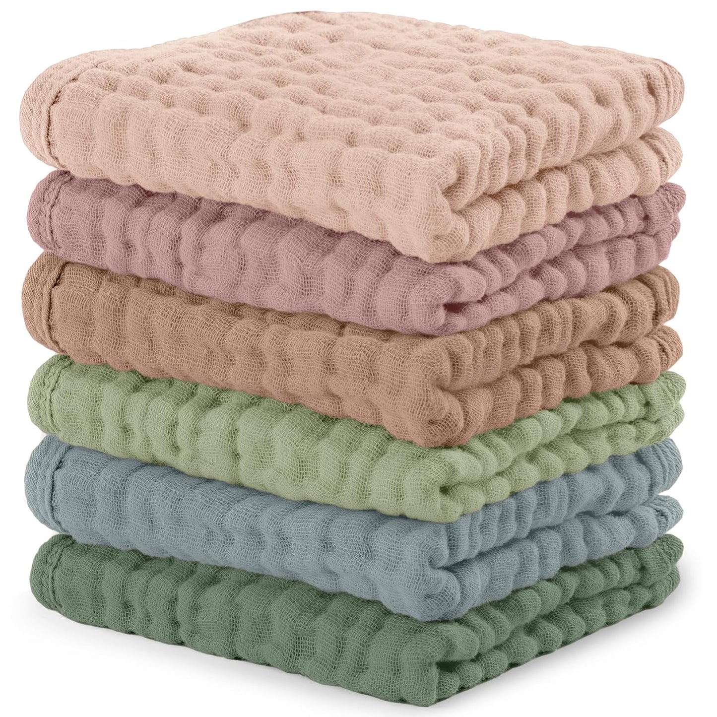 Comfy Cubs Muslin Burp Cloths 20" x 10", Pack of 6 - Large, 6-Layer, Ultra Absorbent 100% Cotton for Baby Spit-Up, Drool, and Messes - Soft, Safe & Gentle Baby Burp Cloths Set for Boys & Girls - White