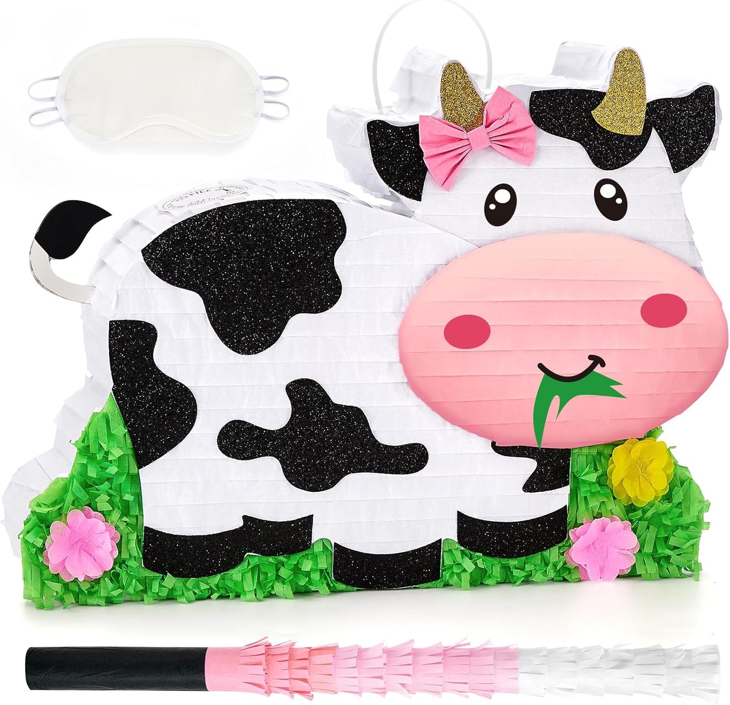 WERNNSAI Easter Bunny Piñata - Easter Rabbit Piñata Spring Pinata with Blindfold and Stick for Birthday Party Decoration Baby Shower School Activities Game Spring Party Game