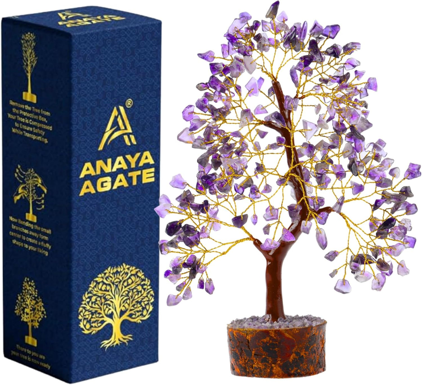 Amethyst Crystal Tree of Life - Handmade Healing Bonsai Purple Tree for Home and Office Decor, Positive Energy and Good Luck, Ideal for Christmas Decor and Birthday Gifts for Women, Men