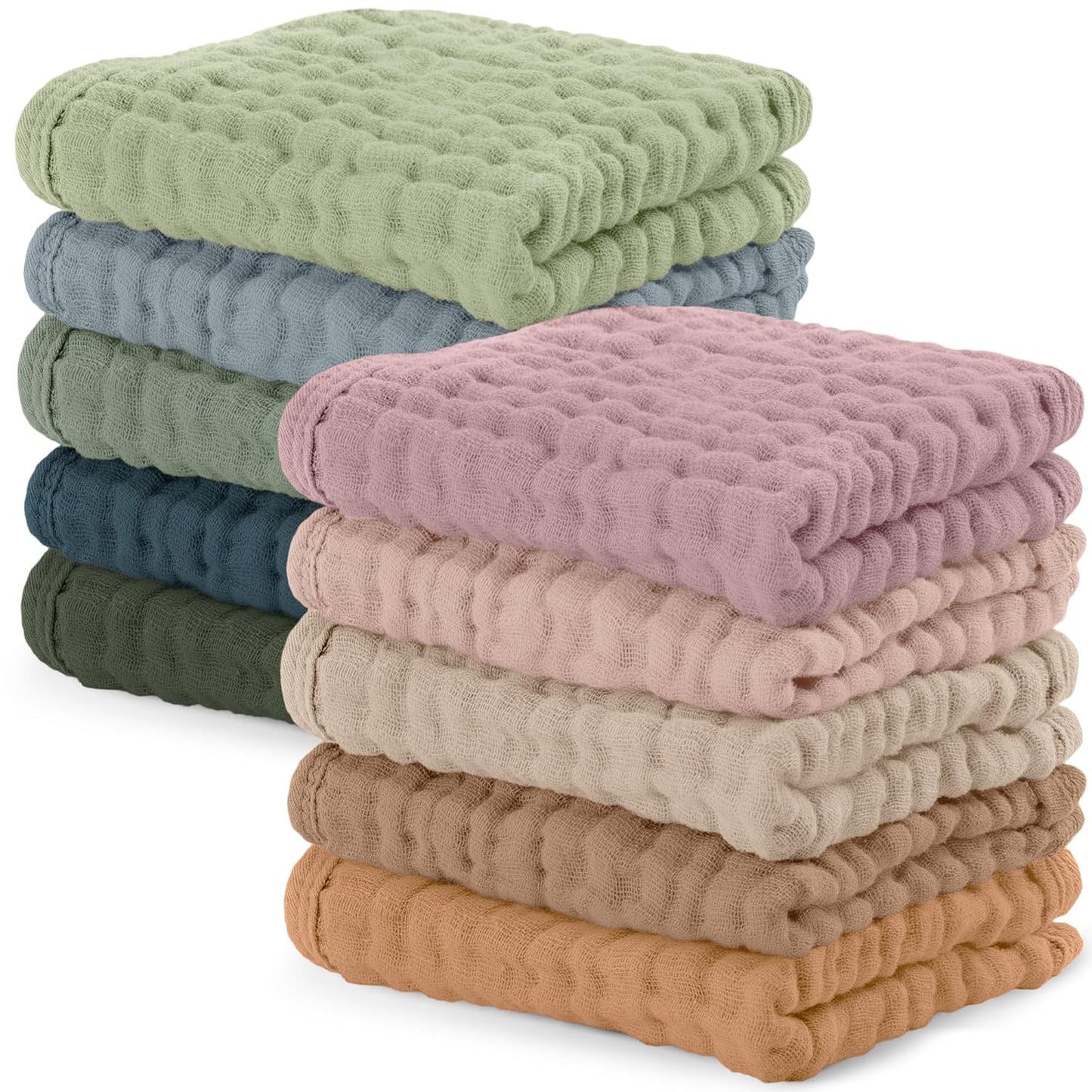 Comfy Cubs Muslin Burp Cloths 20" x 10", Pack of 6 - Large, 6-Layer, Ultra Absorbent 100% Cotton for Baby Spit-Up, Drool, and Messes - Soft, Safe & Gentle Baby Burp Cloths Set for Boys & Girls - White