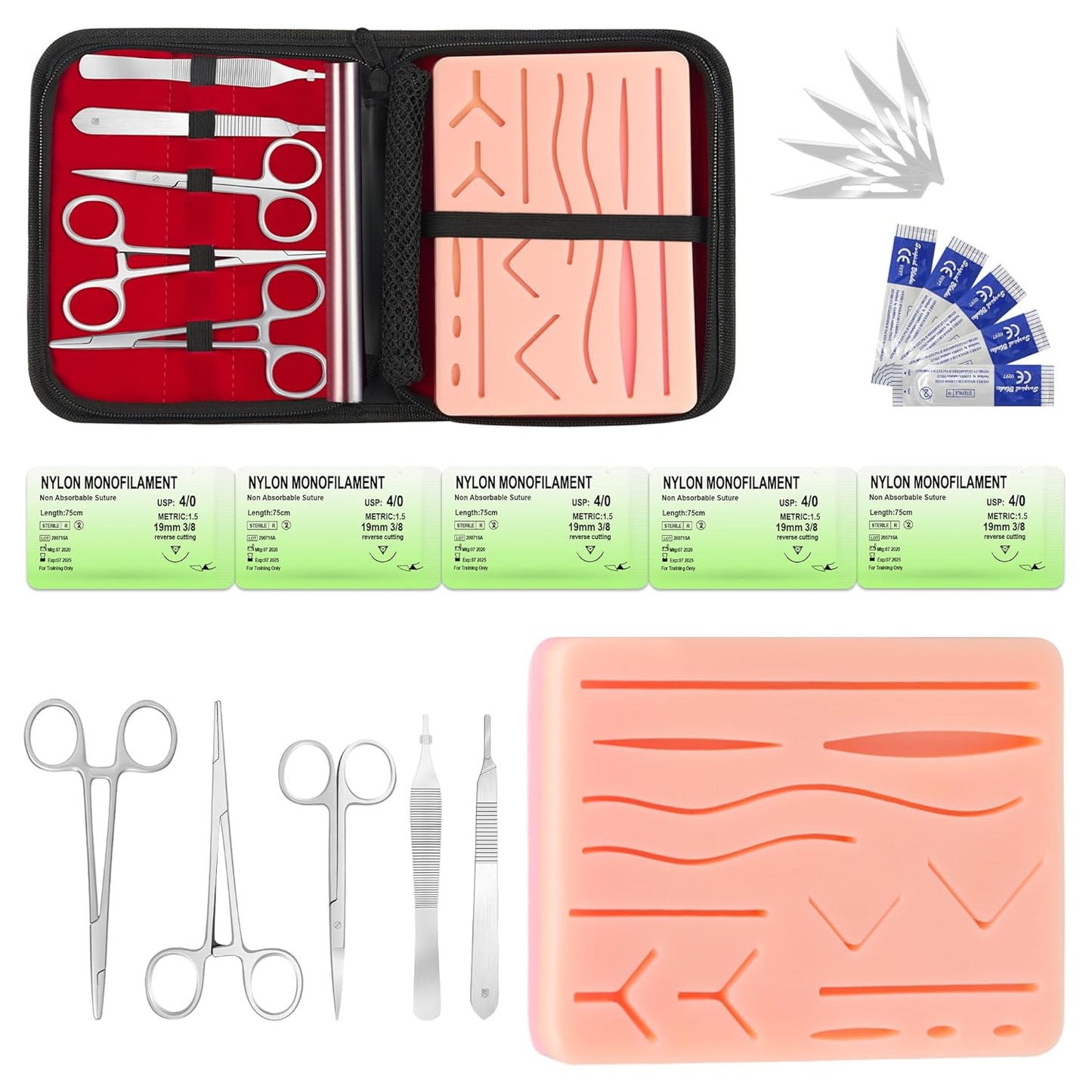 Suture Practice Kit,Silicone Suturing Pad with Wound Closure Trainer for Nursing,Vet and Medical School Training,Education Only.