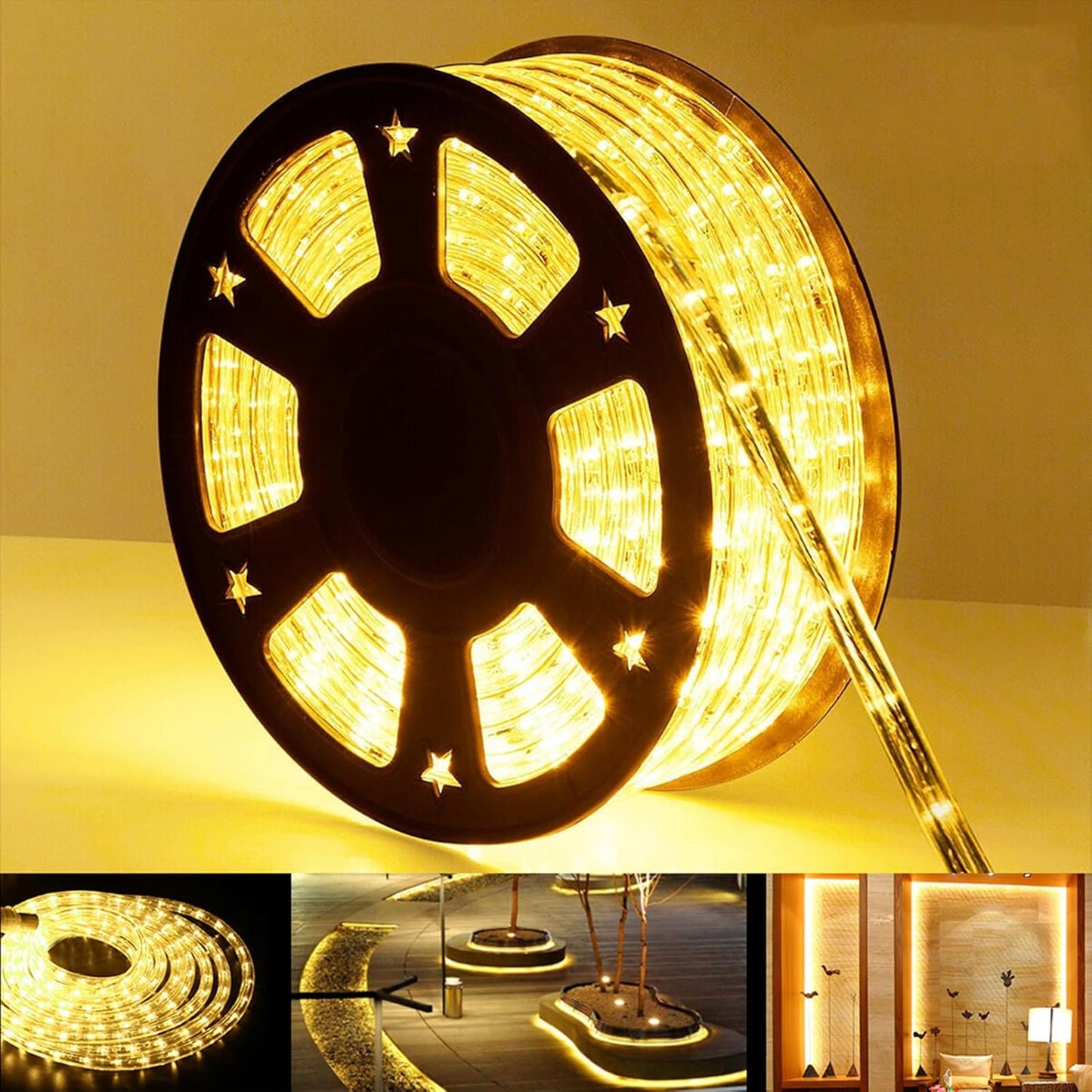 100ft LED Rope Lights Outdoor, 720 LED Connectable and Flexible Tube Lights with 8 Modes, Waterproof LED Rope Lighting for Garden, Patio, Pool, Bedroom, Party, Indoor Outdoor Decoration (Warm White)
