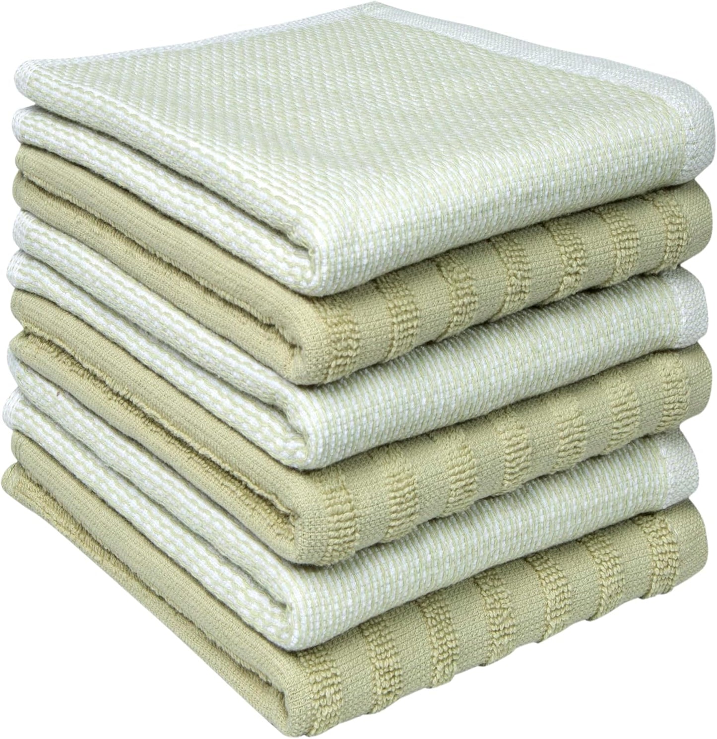 Premium Kitchen Towels (20”x 28”, 6 Pack) | Large Cotton Dish Towels | Flat & Terry Highly Absorbent Kitchen Linen Set with Hanging Loop | Gray