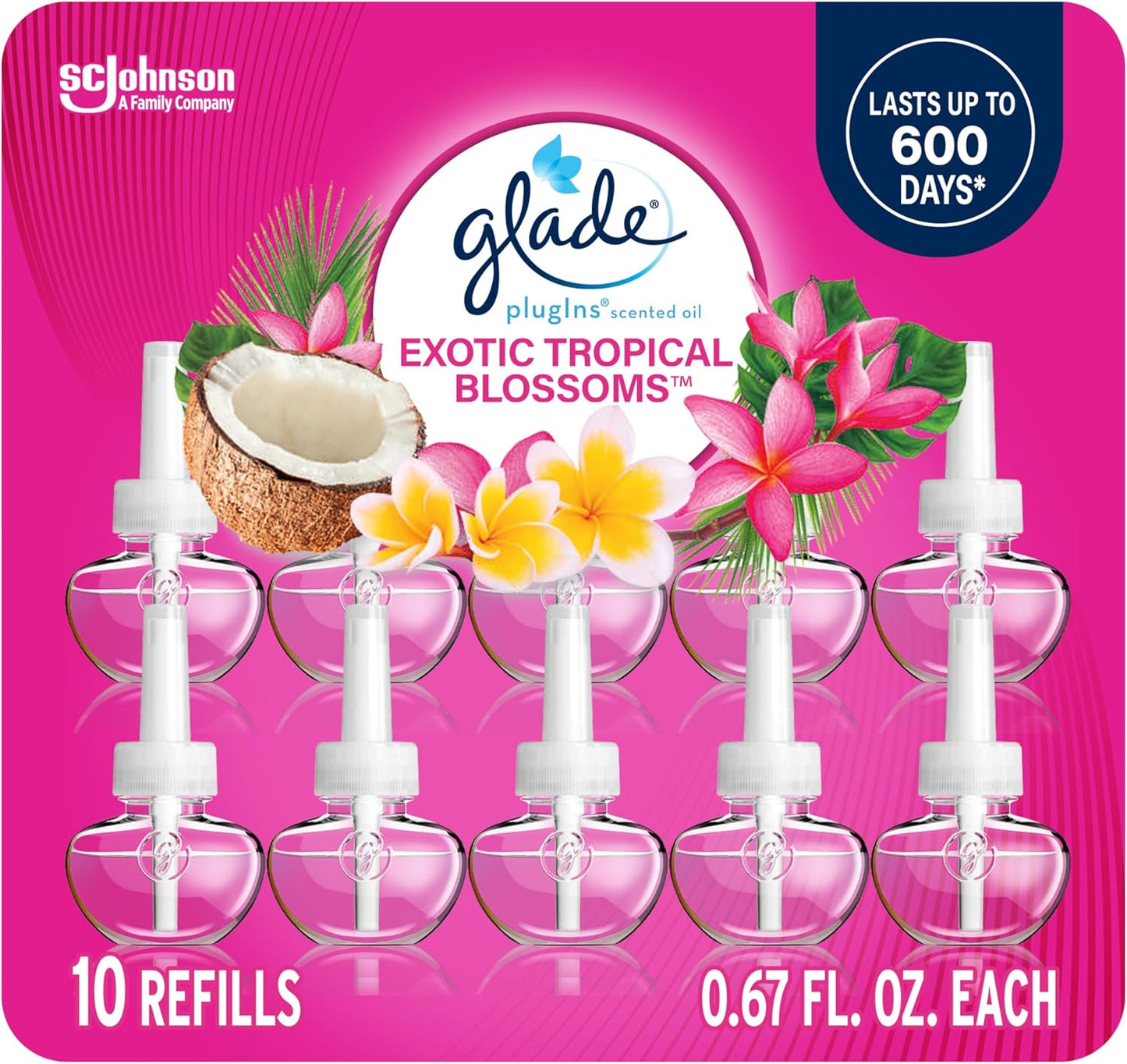 Glade PlugIns Refills Air Freshener, Scented and Essential Oils for Home and Bathroom, Clean Linen, 6.7 Fl Oz, 10 Count