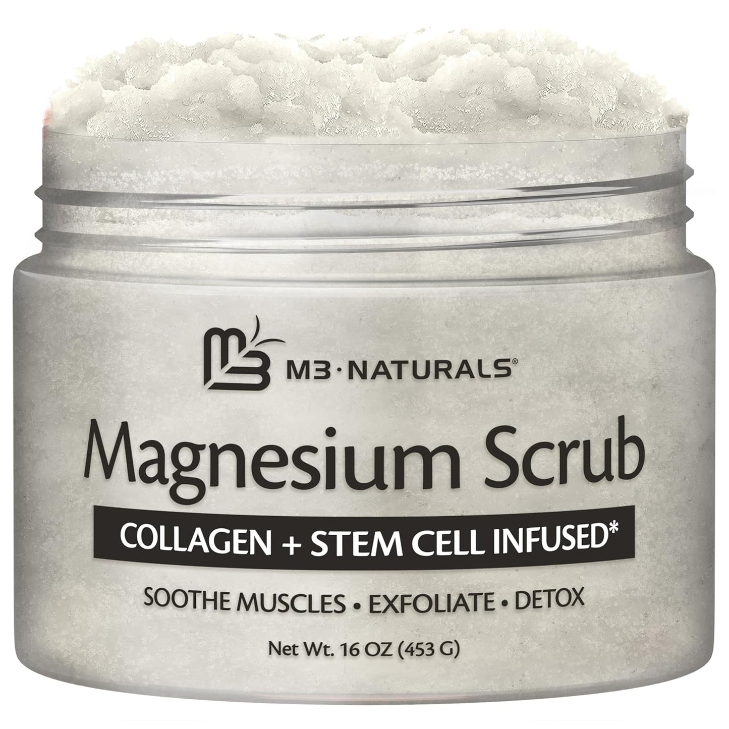 Himalayan Salt Scrub, Face, Foot, and Body Exfoliator with Collagen and Stem Cells, Exfoliating Scrub for Toning, Cellulite, and Skin Care by M3 16 fl oz