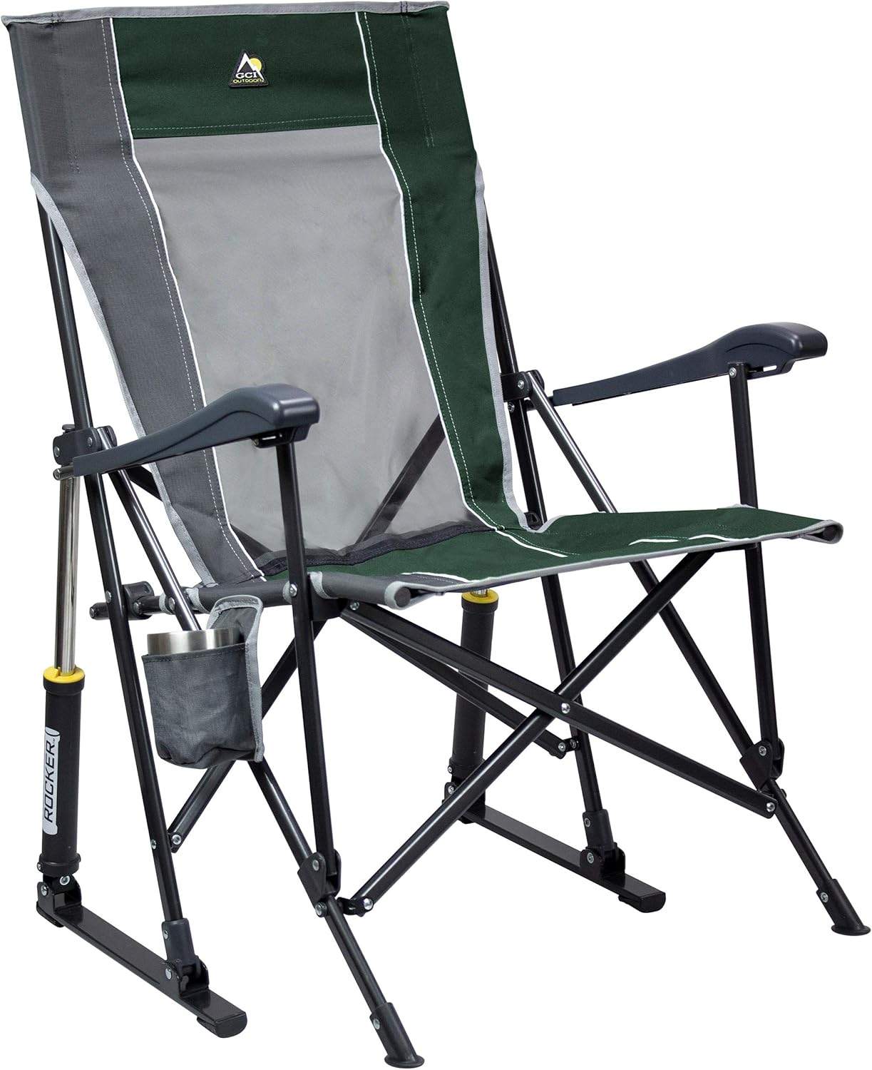 GCI Outdoor Comfort Pro Rocker Camping Chair | Portable Folding Rocking Chair with Durable Armrests & Drink Holder — Sweet Tea