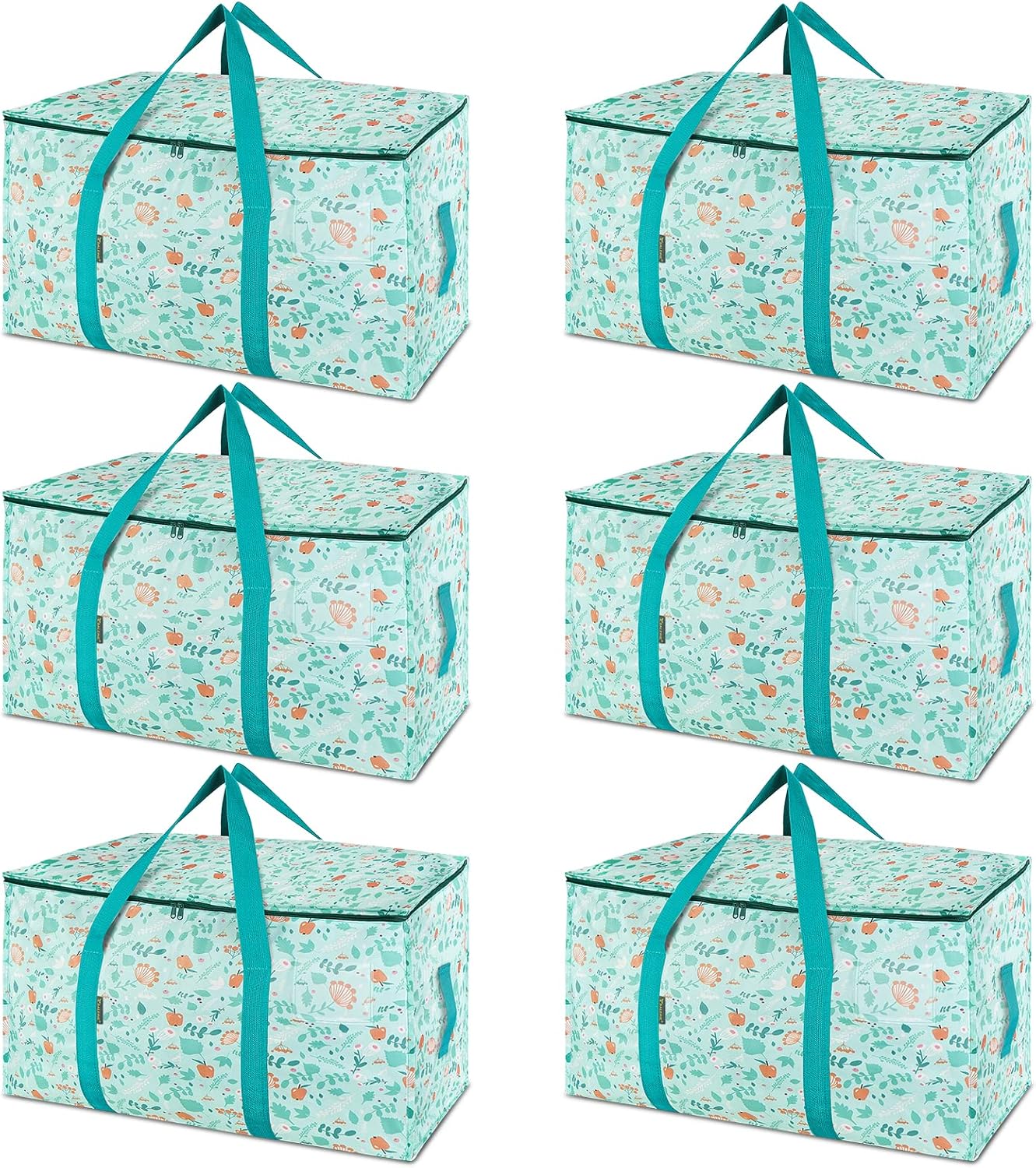 BALEINE 6-Pack Oversized Moving Bags with Reinforced Handles, Heavy-Duty Storage Tote for Clothes, Moving Supplies (Clear, 6-Pack)