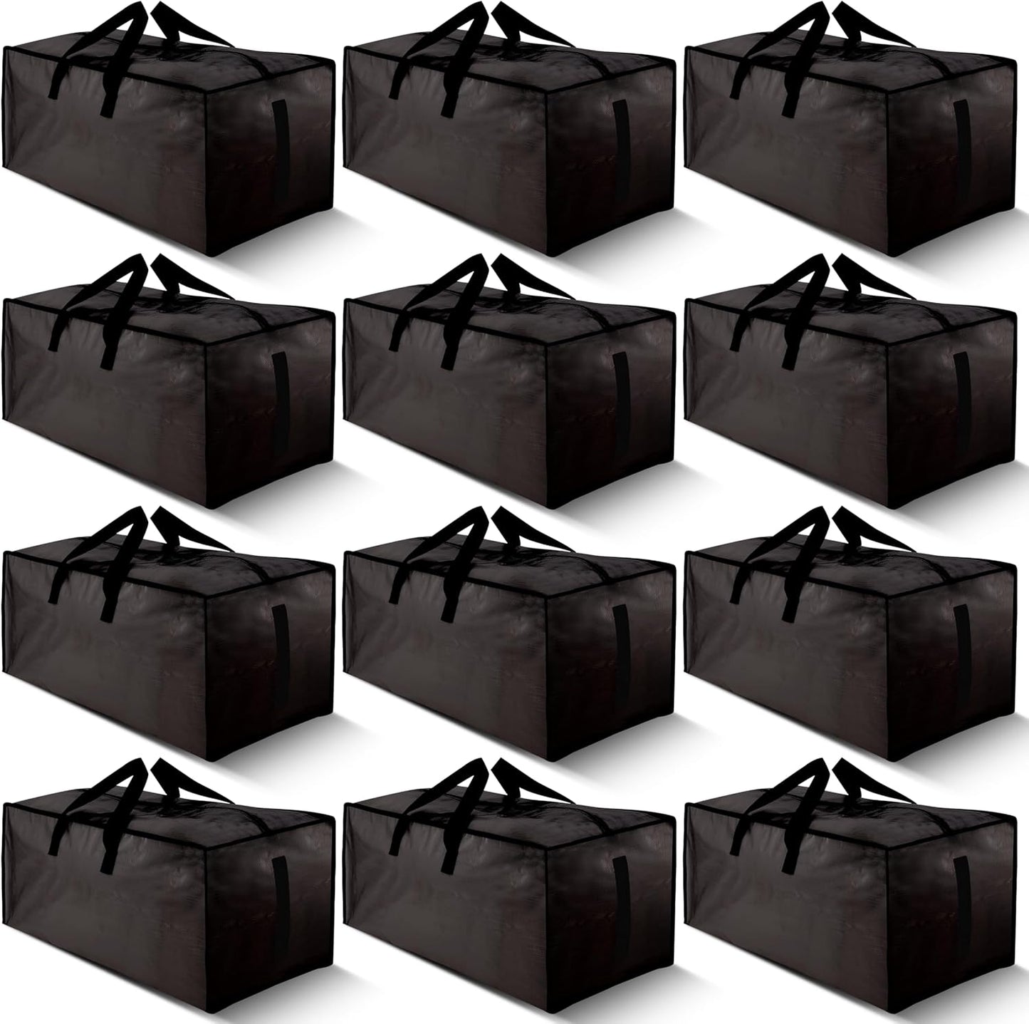 8 Pack Large Strong Moving Bags with Zippers & Carrying Handles - Water-Resistant - Heavy Duty Storage Tote for Space Saving, Fold Flat, Alternative to Moving Box (Semi-Transparent)