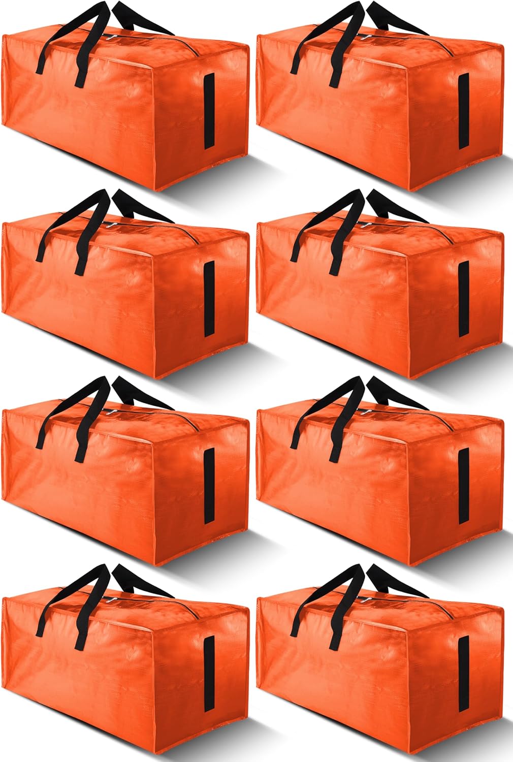 8 Pack Large Strong Moving Bags with Zippers & Carrying Handles - Water-Resistant - Heavy Duty Storage Tote for Space Saving, Fold Flat, Alternative to Moving Box (Semi-Transparent)