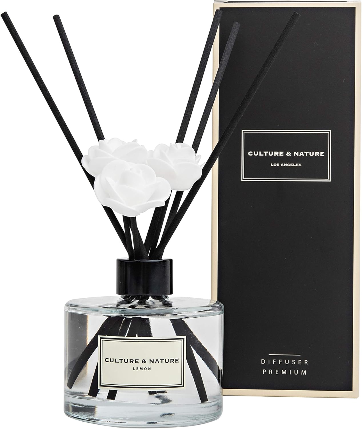 CULTURE & NATURE Reed Diffuser Set 6.7oz (200ml) Black Cherry Scented Diffuser with Sticks Home Fragrance Reed Diffuser for Bathroom Shelf Decor