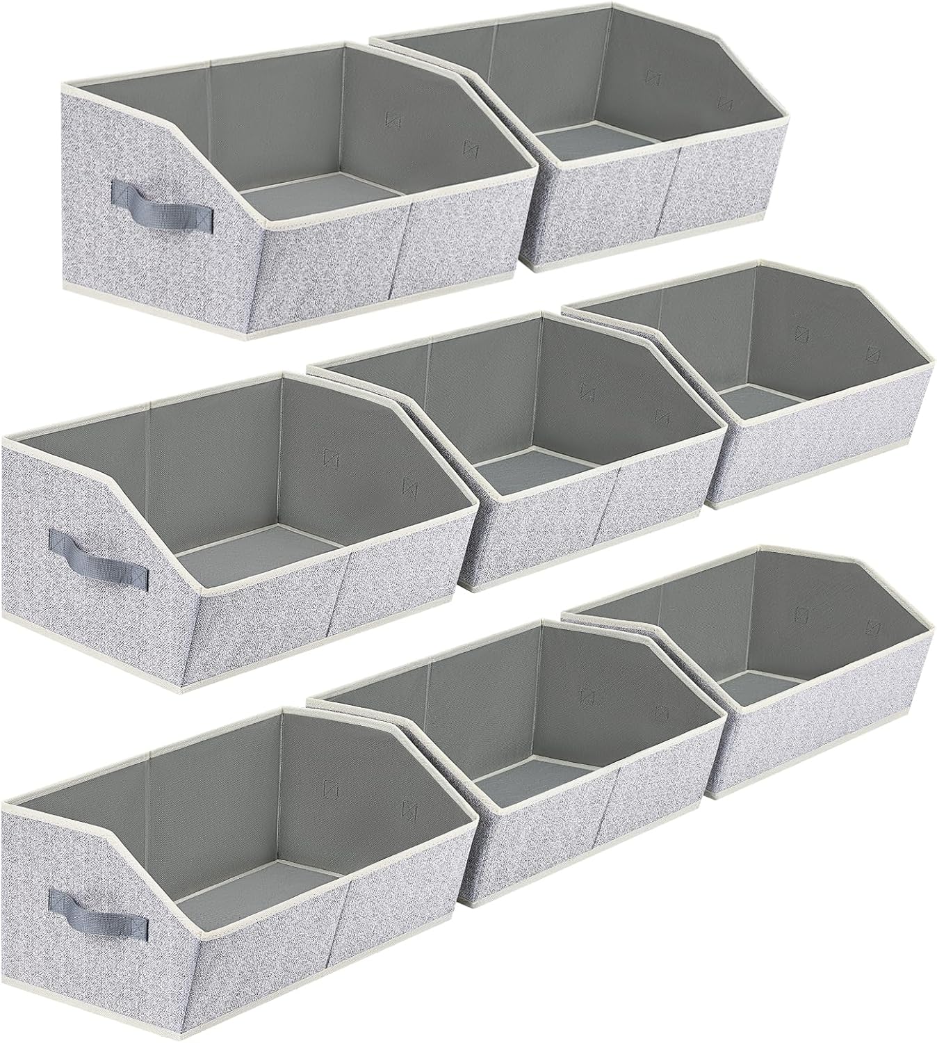 Closet Organizers Bins 6 Packs - Large Closet Shelf Organizer with Handles, Fabric Trapezoid Storage Bins, Collapsible Storage Cubes for Clothes, Towels, Light Gray