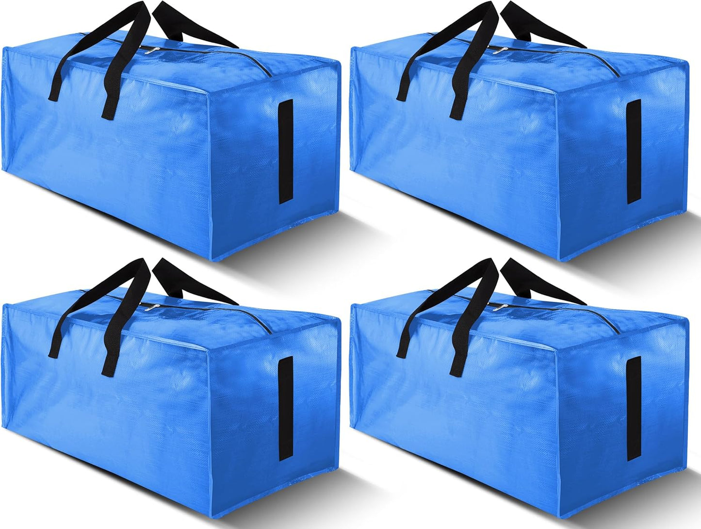 8 Pack Large Strong Moving Bags with Zippers & Carrying Handles - Water-Resistant - Heavy Duty Storage Tote for Space Saving, Fold Flat, Alternative to Moving Box (Semi-Transparent)