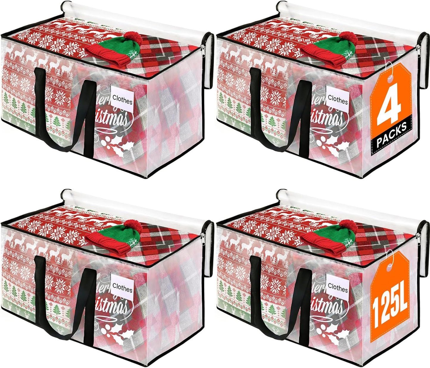 Heavy Duty Clear Moving Bags with Reinforced Handle and Double Zipper, Storage Totes, Packing Bags Alternative to Moving Essential and Supplies Box, Clear, Large, 6 Packs