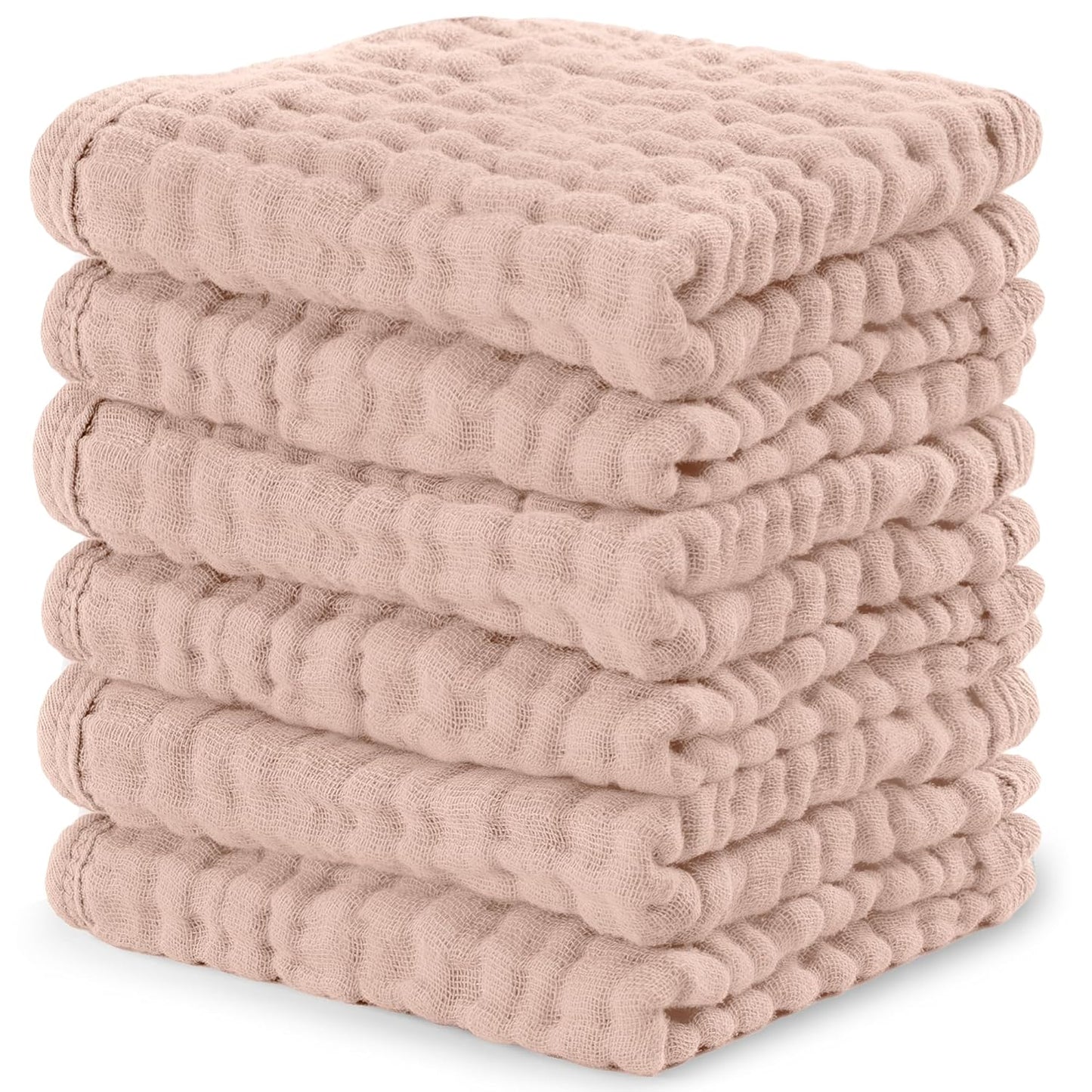 Comfy Cubs Muslin Burp Cloths 20" x 10", Pack of 6 - Large, 6-Layer, Ultra Absorbent 100% Cotton for Baby Spit-Up, Drool, and Messes - Soft, Safe & Gentle Baby Burp Cloths Set for Boys & Girls - White