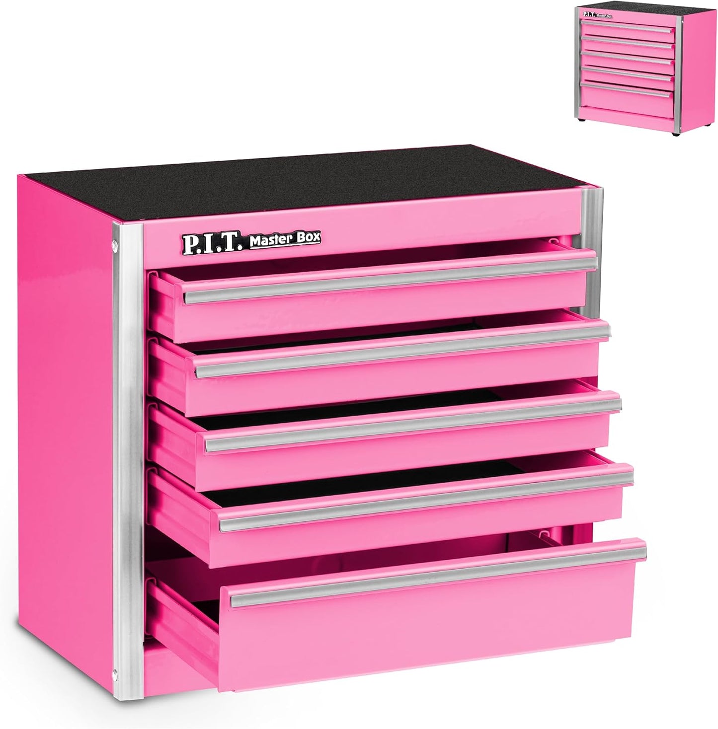 P.I.T. Mini White Tool Box, Portable 5-Drawer Micro Roll Cab Steel Stackable Tool Box with Liner, White Small Tool Case for Tools Storage and Organizers, Home DIY