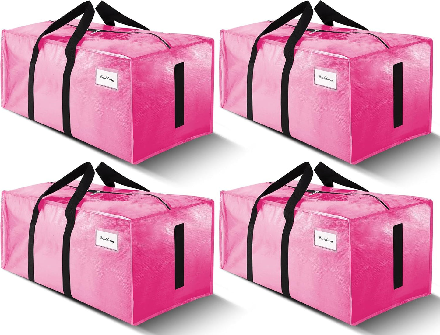8 Pack Large Strong Moving Bags with Zippers & Carrying Handles - Water-Resistant - Heavy Duty Storage Tote for Space Saving, Fold Flat, Alternative to Moving Box (Semi-Transparent)