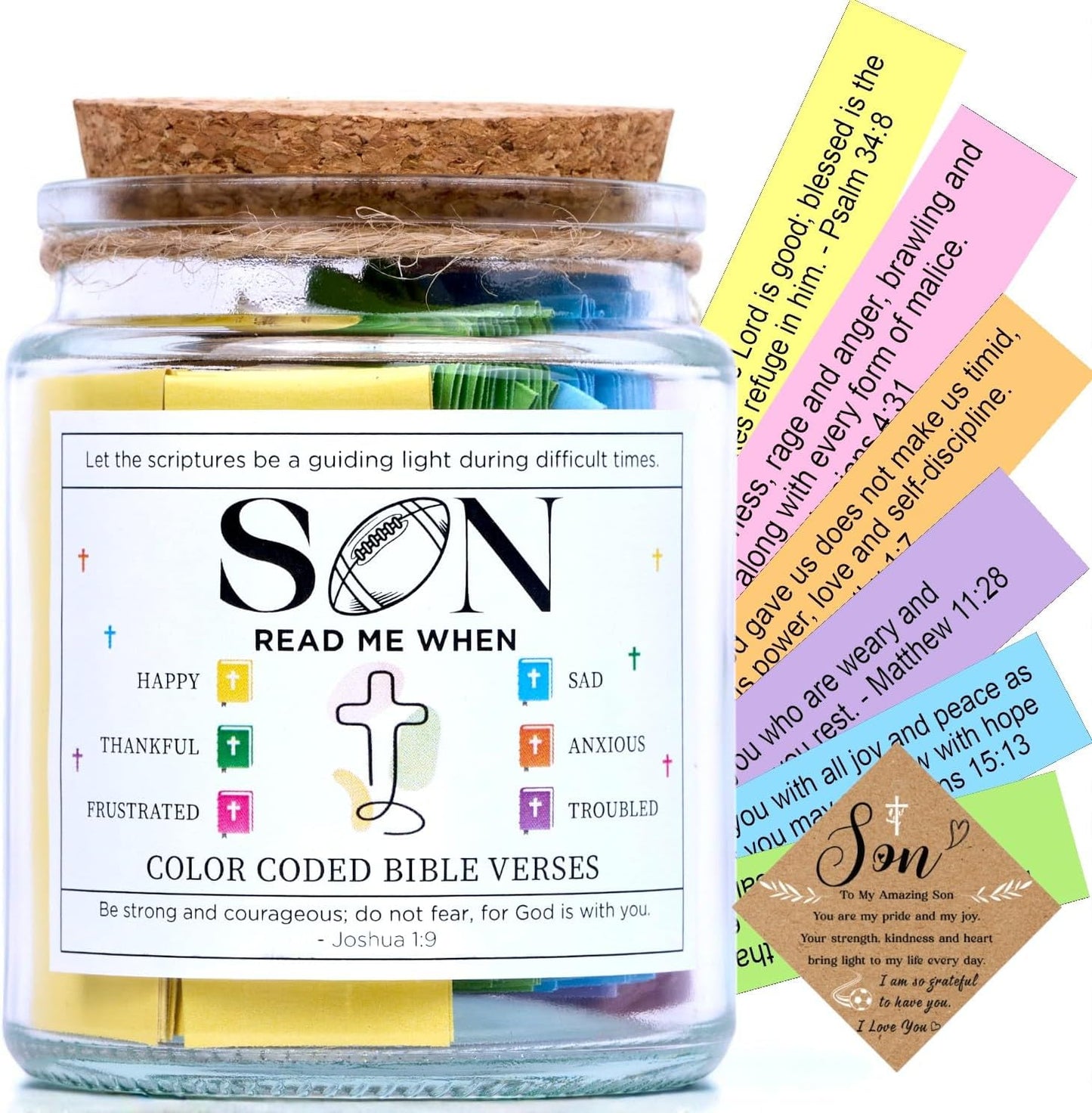 Teen Boy Easter Basket Stuffers, Christian Easter Gift for Young Men or Teen Boys, Bible Verses Jar for Strength, Wisdom & Encouragement | Faith-Based Spiritual Jar | Thoughtful Graduation