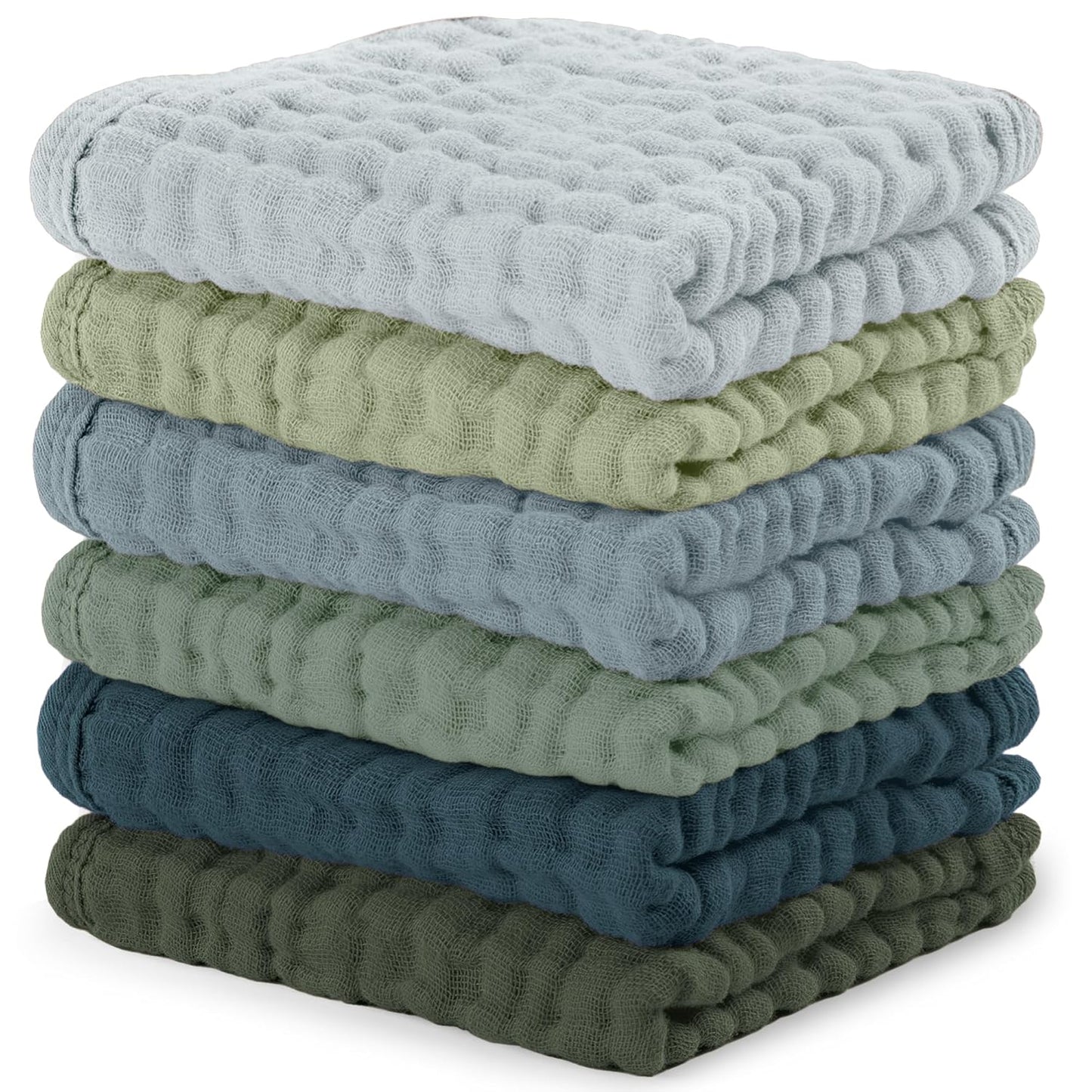 Comfy Cubs Muslin Burp Cloths 20" x 10", Pack of 6 - Large, 6-Layer, Ultra Absorbent 100% Cotton for Baby Spit-Up, Drool, and Messes - Soft, Safe & Gentle Baby Burp Cloths Set for Boys & Girls - White