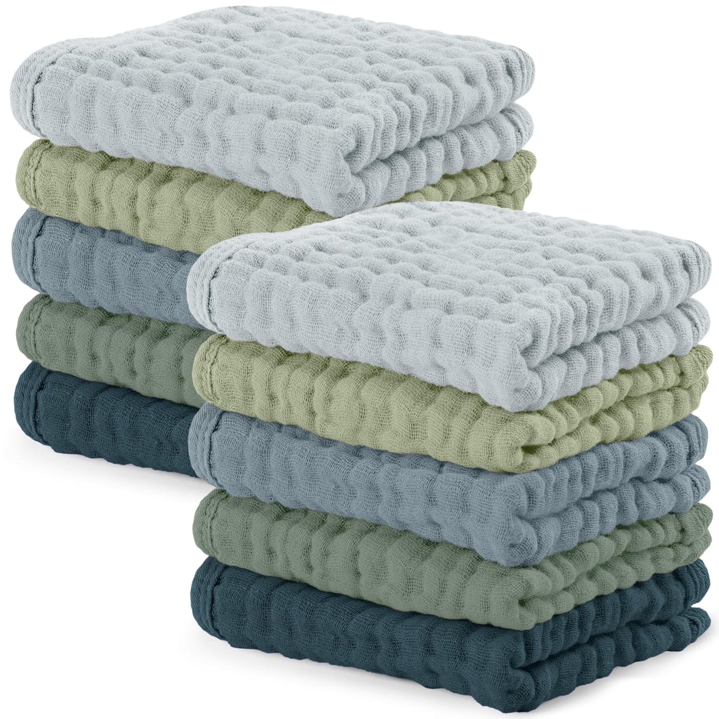 Comfy Cubs Muslin Burp Cloths 20" x 10", Pack of 6 - Large, 6-Layer, Ultra Absorbent 100% Cotton for Baby Spit-Up, Drool, and Messes - Soft, Safe & Gentle Baby Burp Cloths Set for Boys & Girls - White
