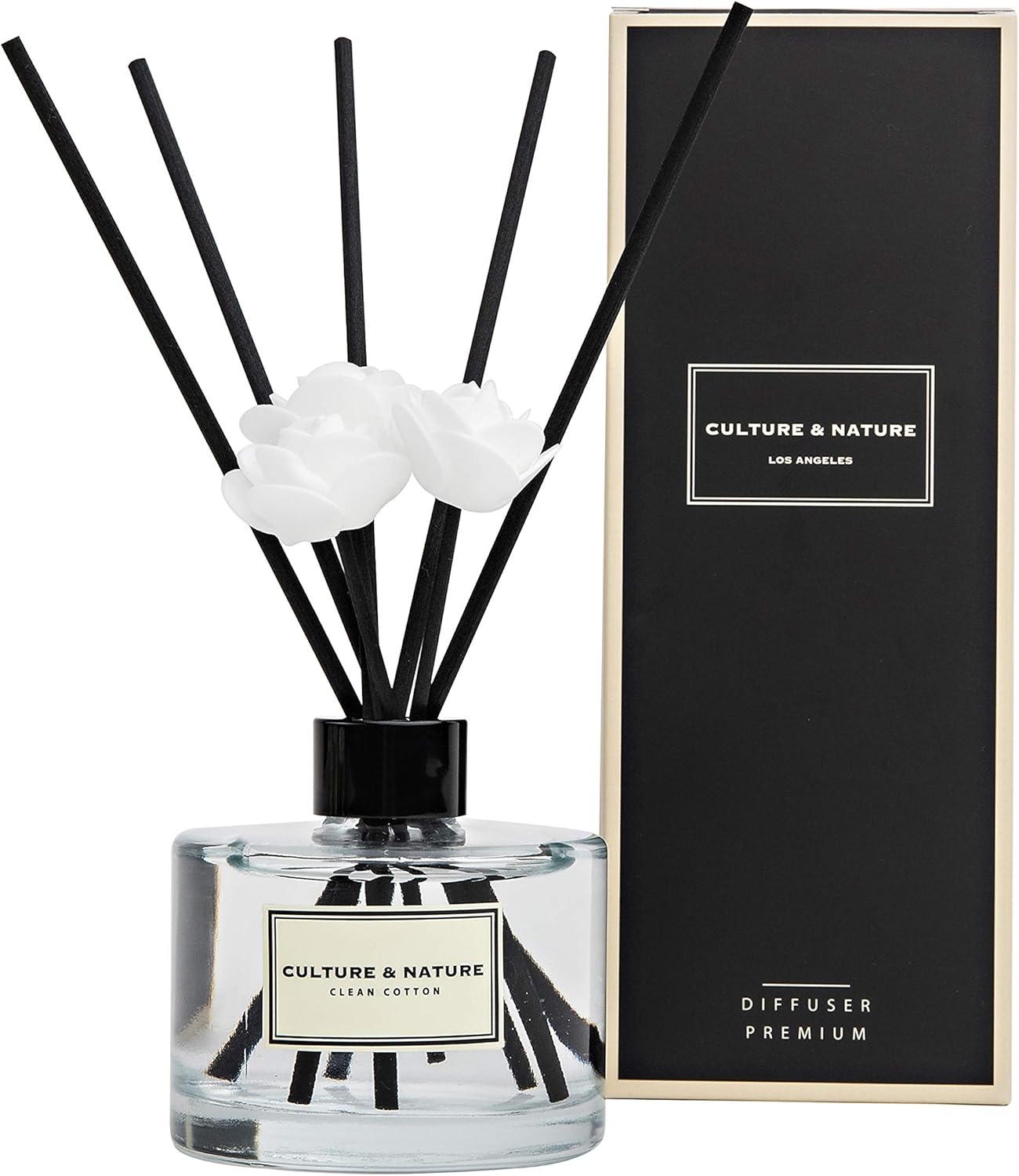 CULTURE & NATURE Reed Diffuser Set 6.7oz (200ml) Black Cherry Scented Diffuser with Sticks Home Fragrance Reed Diffuser for Bathroom Shelf Decor
