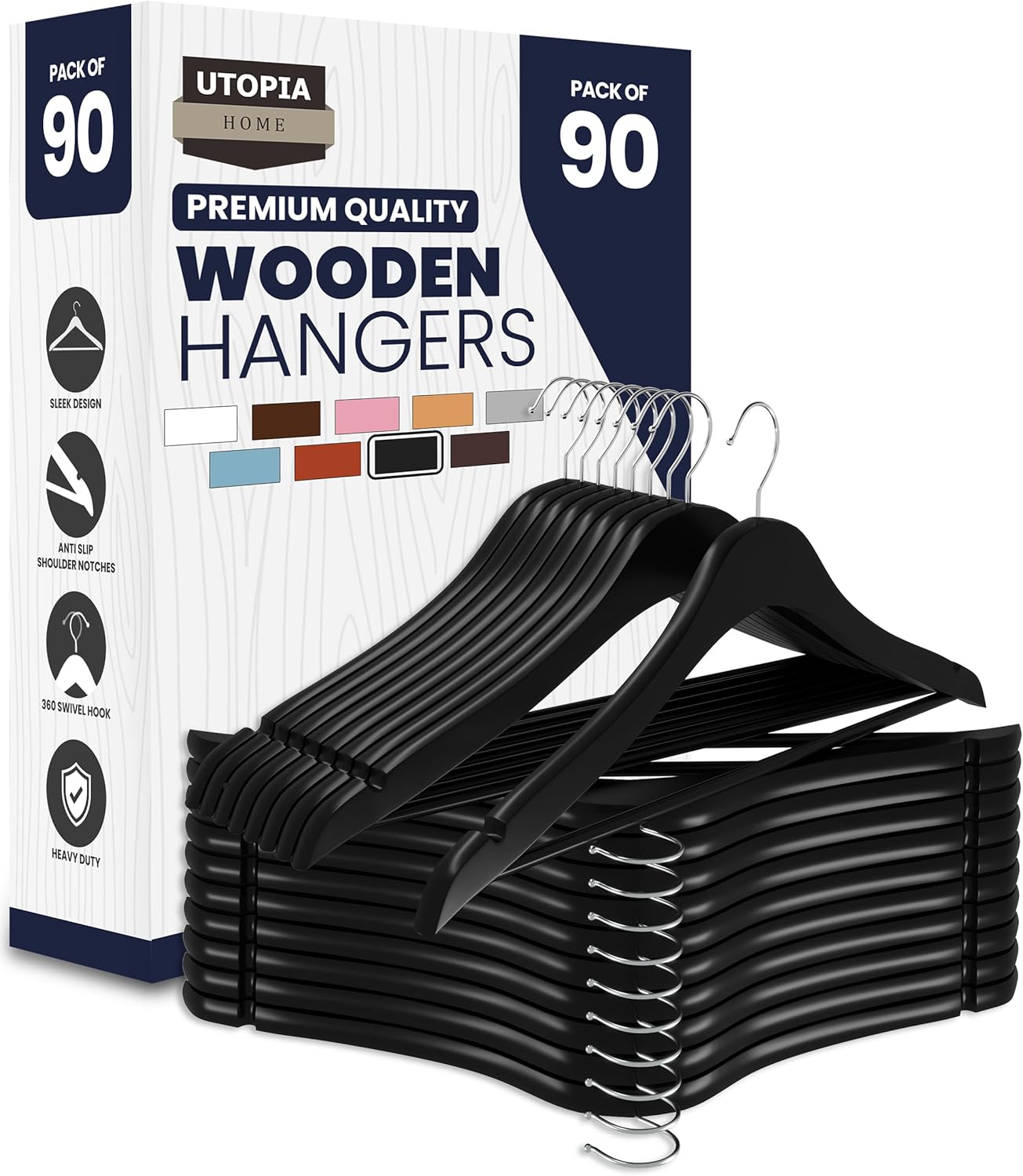 Utopia Home Premium Wooden Hangers 20 Pack - Heavy Duty & Durable Coat Hanger - Wood Hanger with 360-Degree Rotatable Hook - Clothes Hangers with Non-Slip Shoulder Notches For Shirts & Coats (Natural)