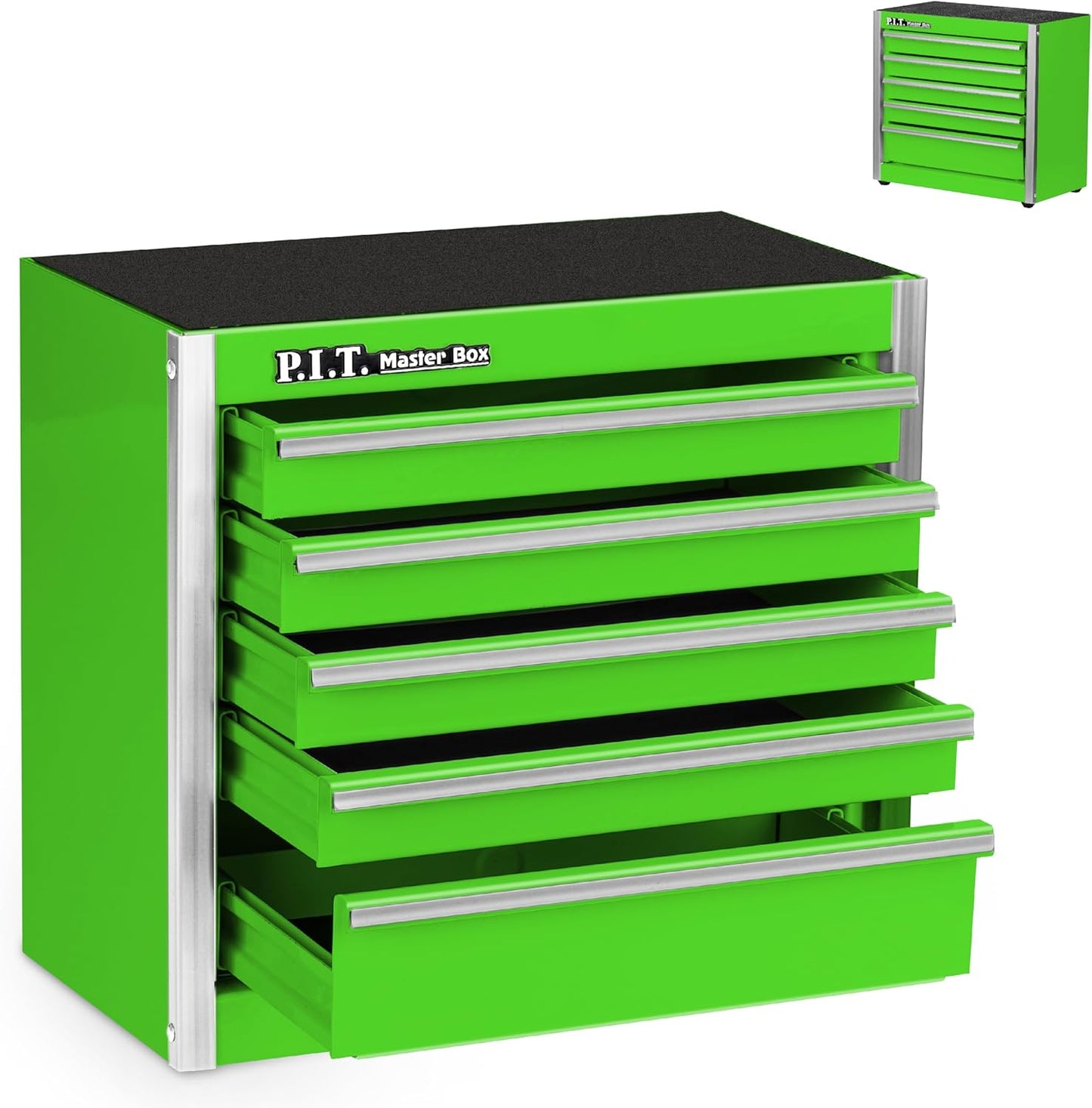 P.I.T. Mini White Tool Box, Portable 5-Drawer Micro Roll Cab Steel Stackable Tool Box with Liner, White Small Tool Case for Tools Storage and Organizers, Home DIY