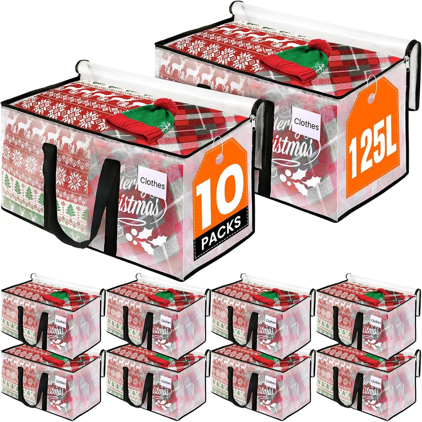 Heavy Duty Clear Moving Bags with Reinforced Handle and Double Zipper, Storage Totes, Packing Bags Alternative to Moving Essential and Supplies Box, Clear, Large, 6 Packs