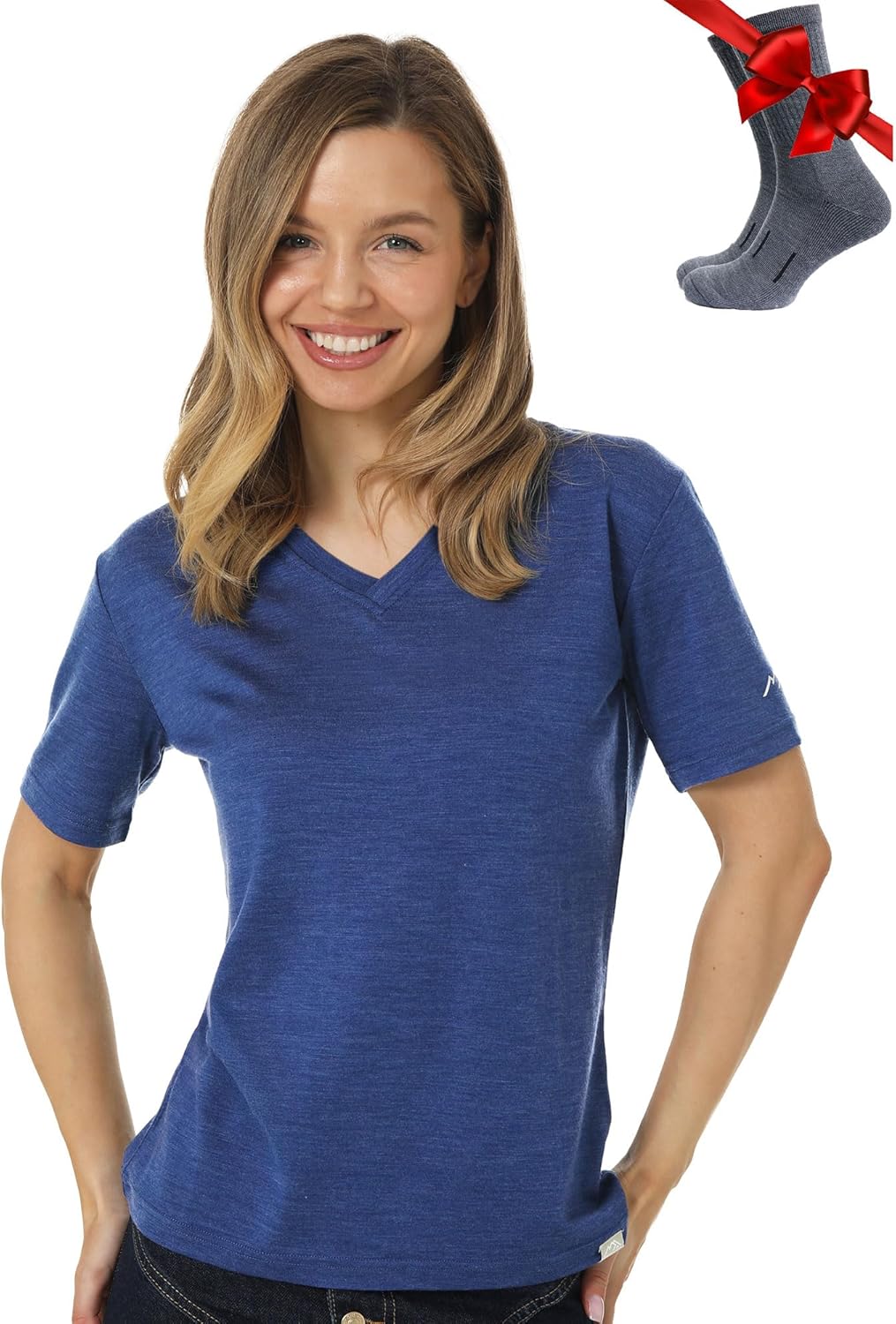 Merino.tech Merino Wool T Shirt Women - 100% Merino Wool Base Layer Women Short Sleeve Moisture-Wicking Tee and Hiking Socks