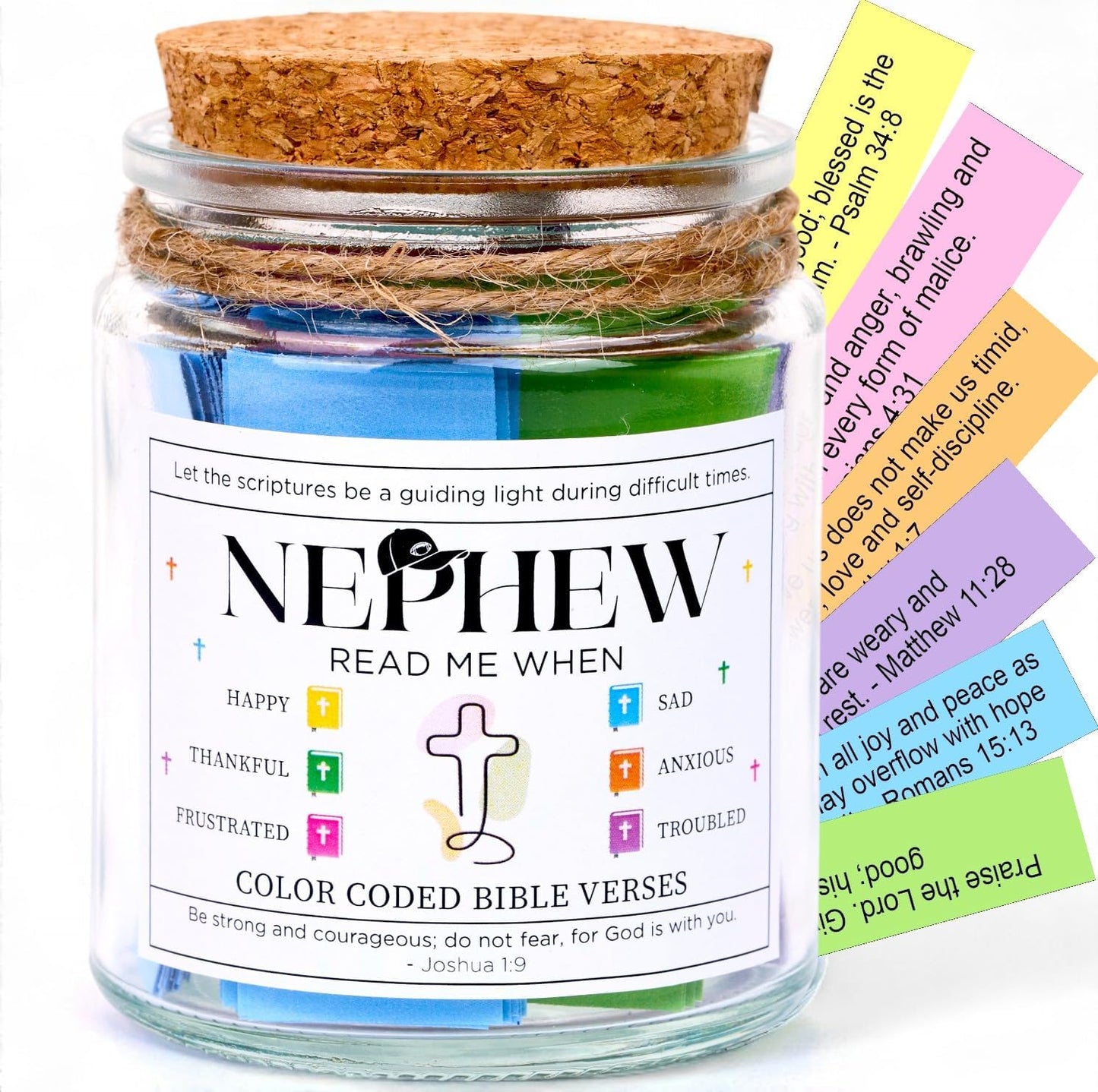 Teen Boy Easter Basket Stuffers, Christian Easter Gift for Young Men or Teen Boys, Bible Verses Jar for Strength, Wisdom & Encouragement | Faith-Based Spiritual Jar | Thoughtful Graduation