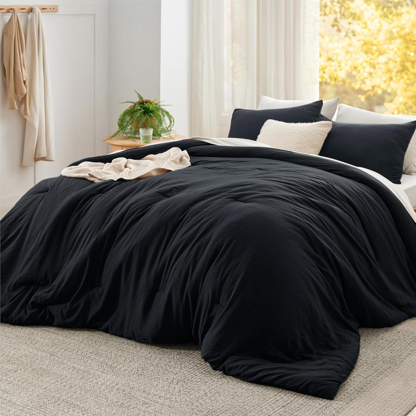 Bedsure King Comforter Set, Beige Soft Prewashed Bedding for All Seasons, 3 Pieces GentleSoft™ Bed Set, 1 Lightweight Comforter (104"x90") and 2 Pillowcases (20"x36")